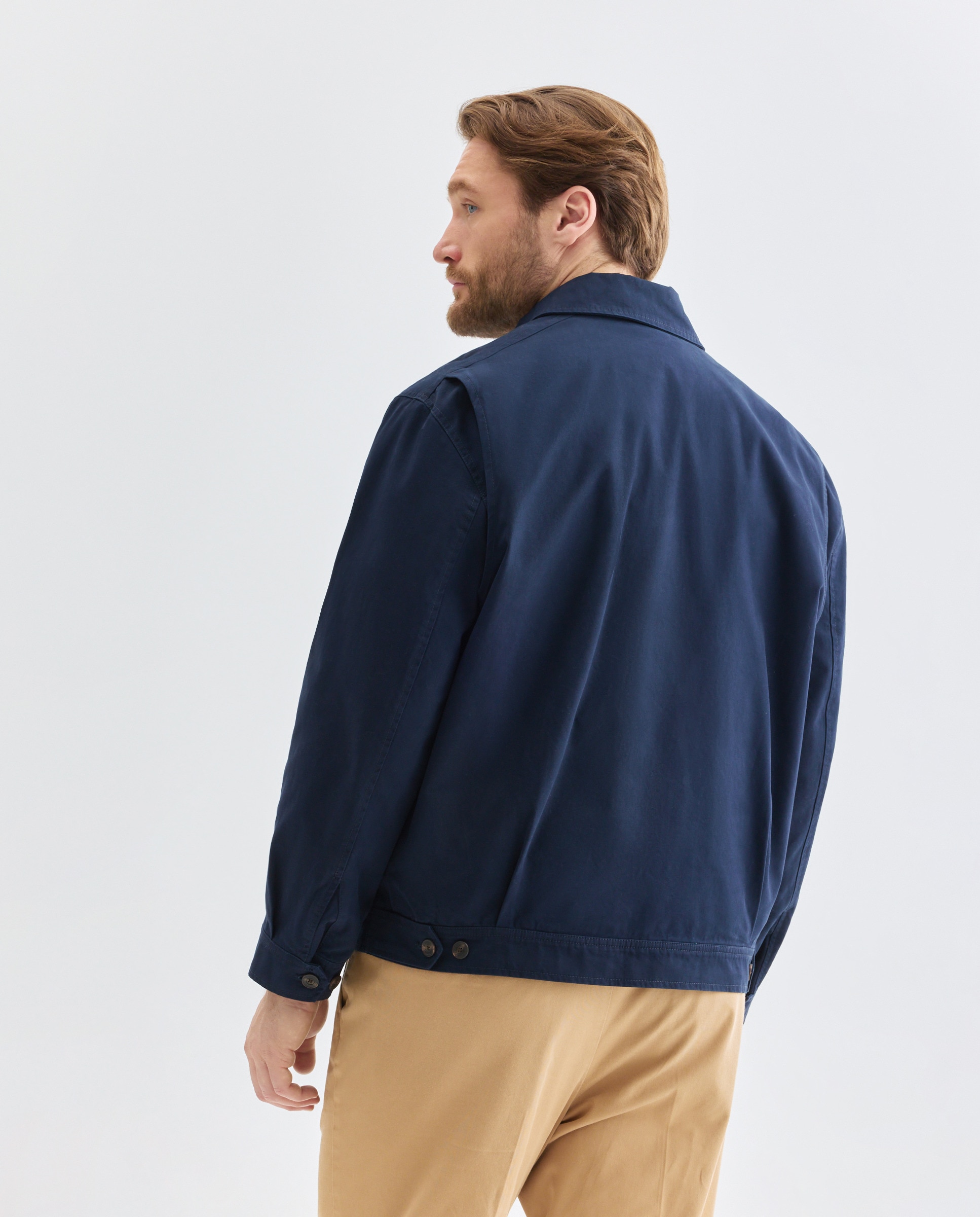 Blusão Tipo Harrington em Algodão Azul-marinho-3