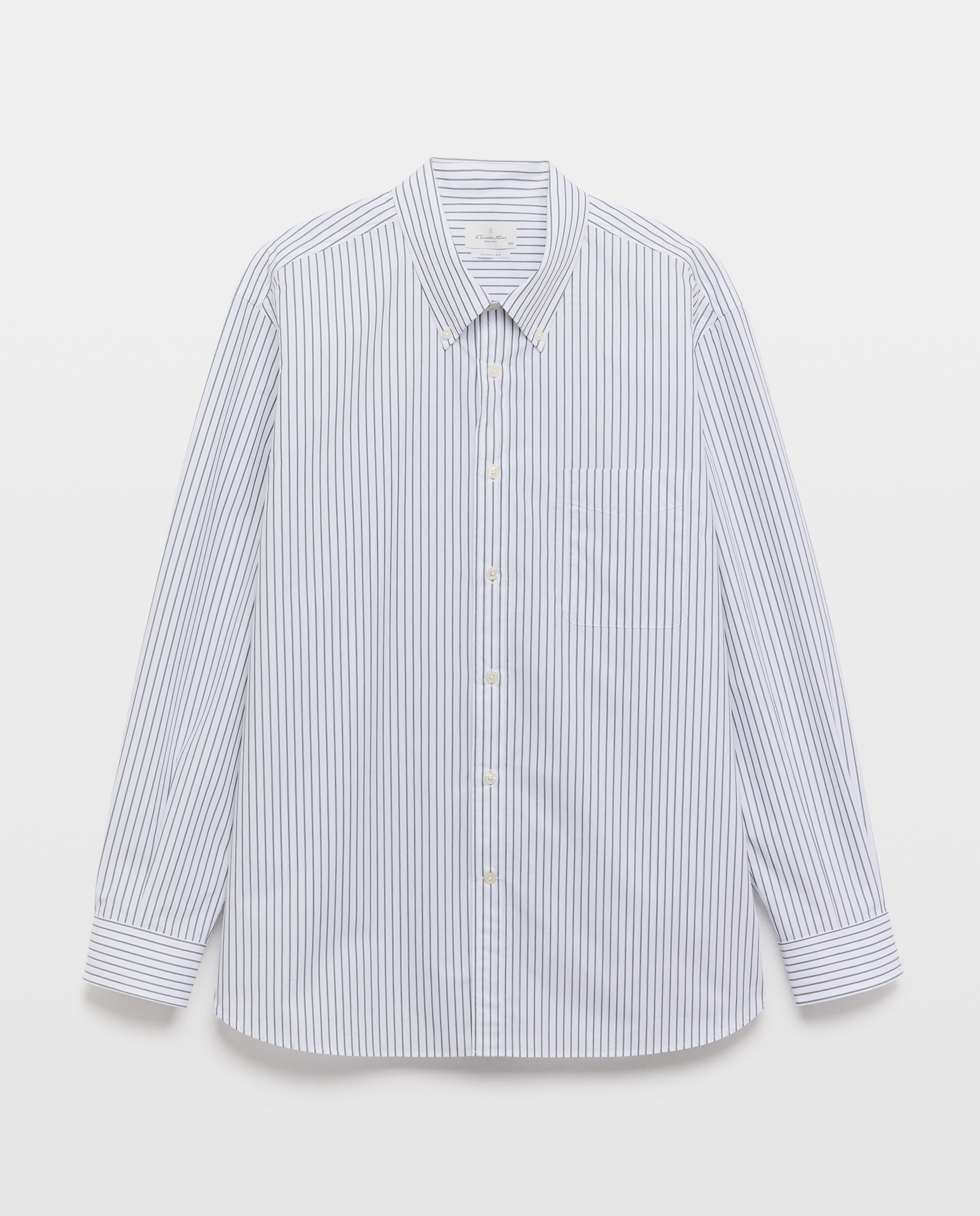 Camisa Casual de Manga Comprida Tamanhos Grandes Verde-4