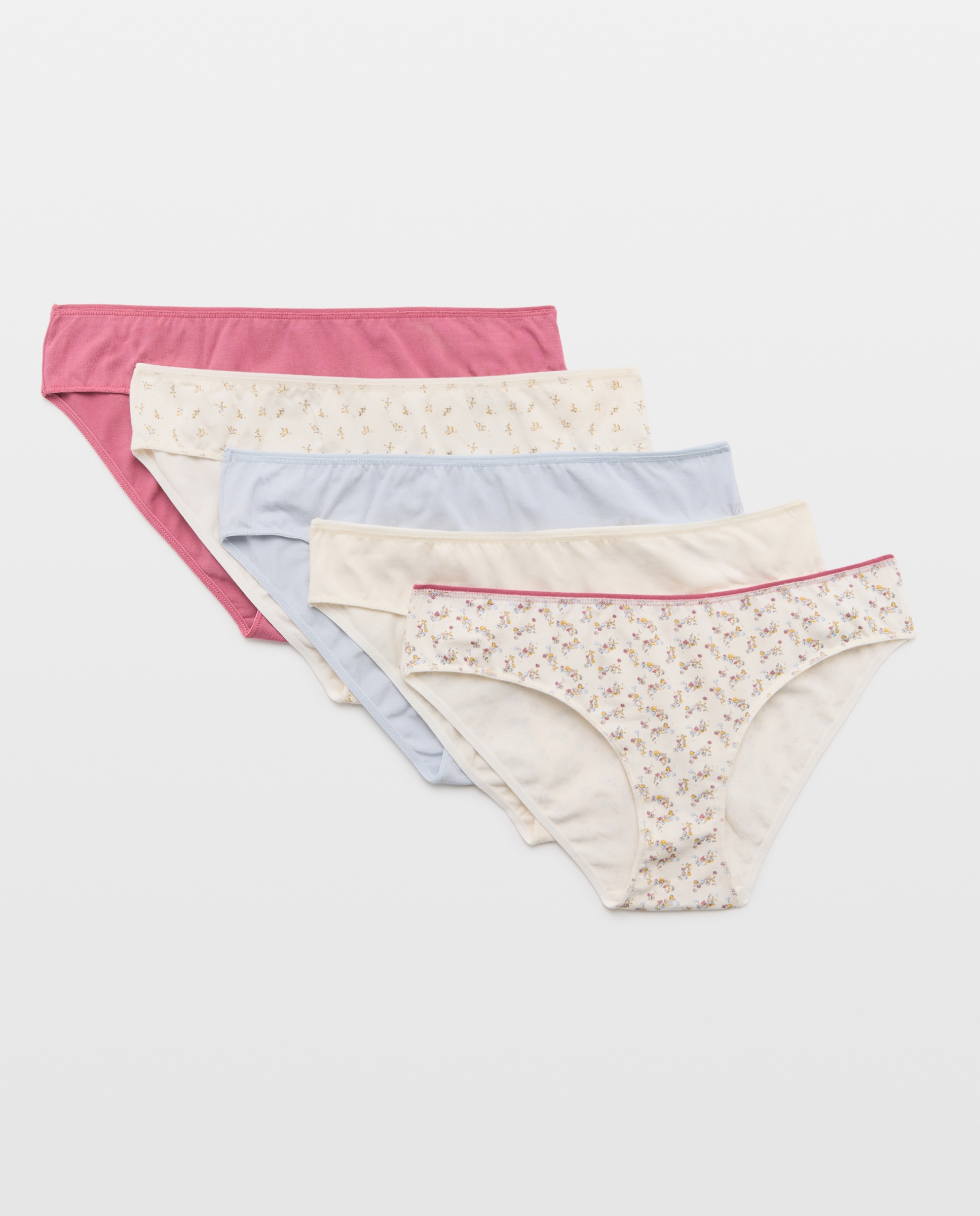 Pack 5 bragas de mujer algodón estampadas Burdeos-3
