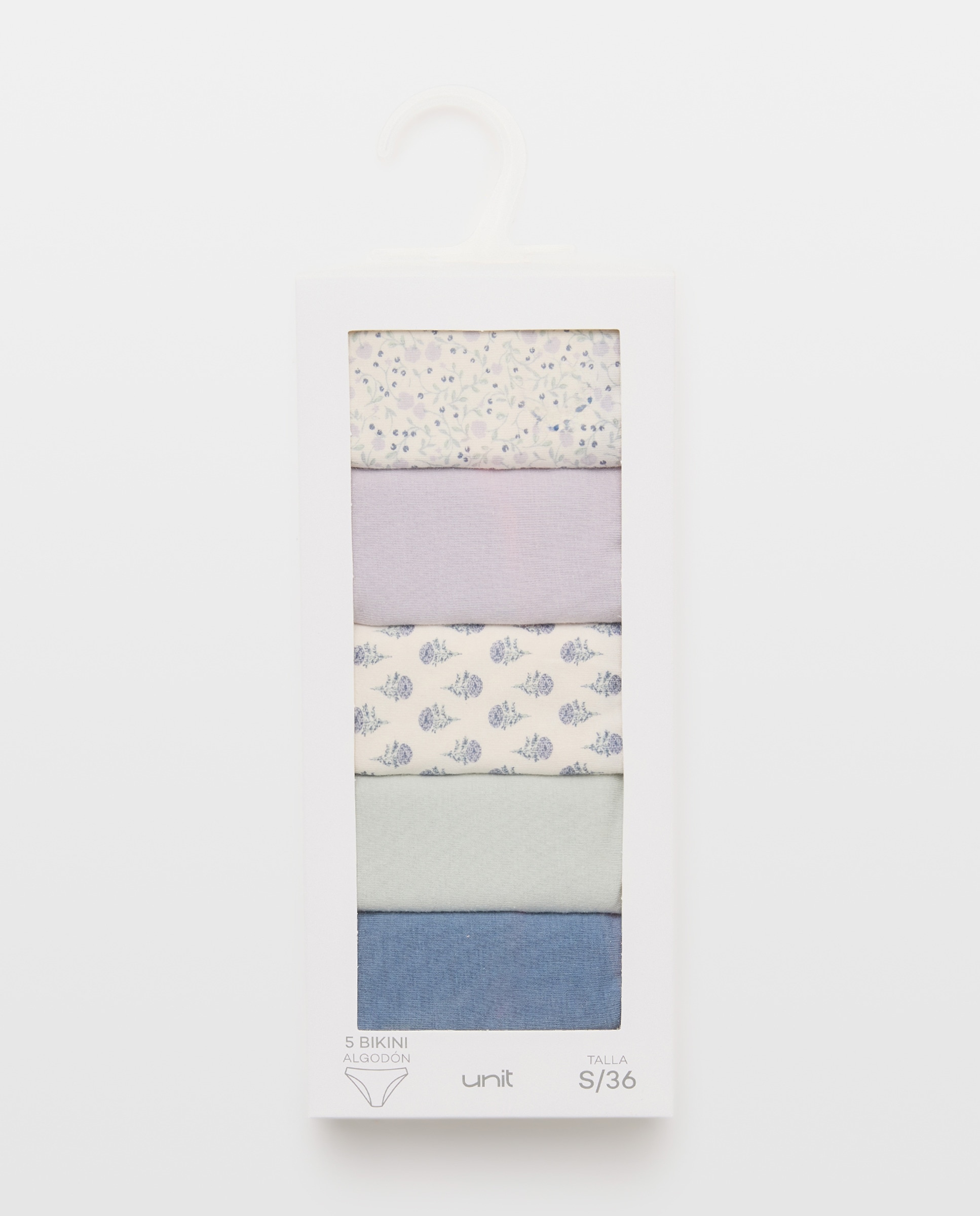 Pack 5 bragas de mujer algodón estampadas 284 Lila-6