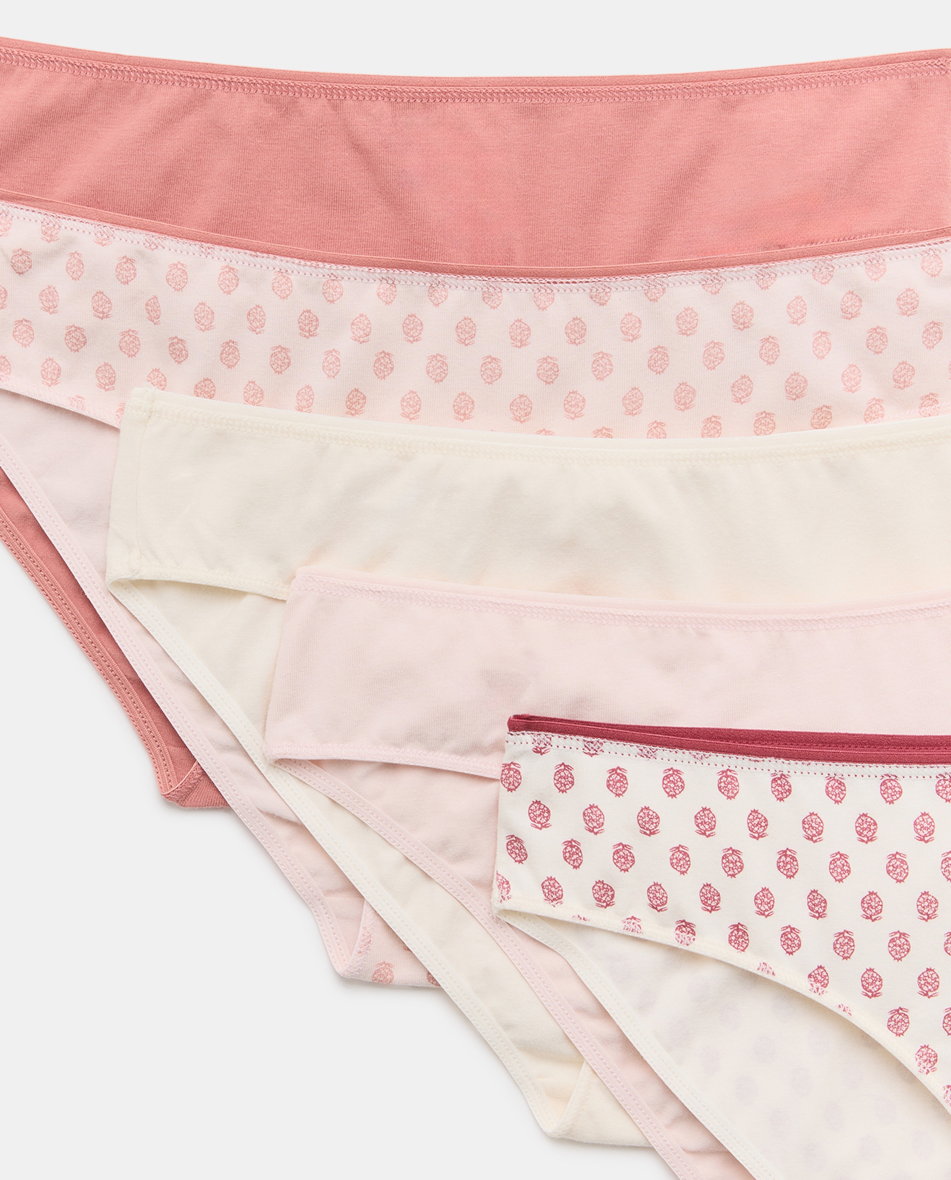 Pack 5 bragas de mujer algodón estampadas 200 Rosa-4