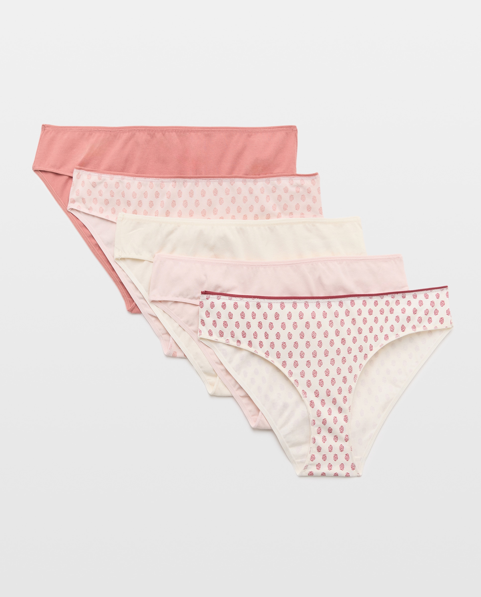 Pack 5 bragas de mujer algodón estampadas 200 Rosa-3