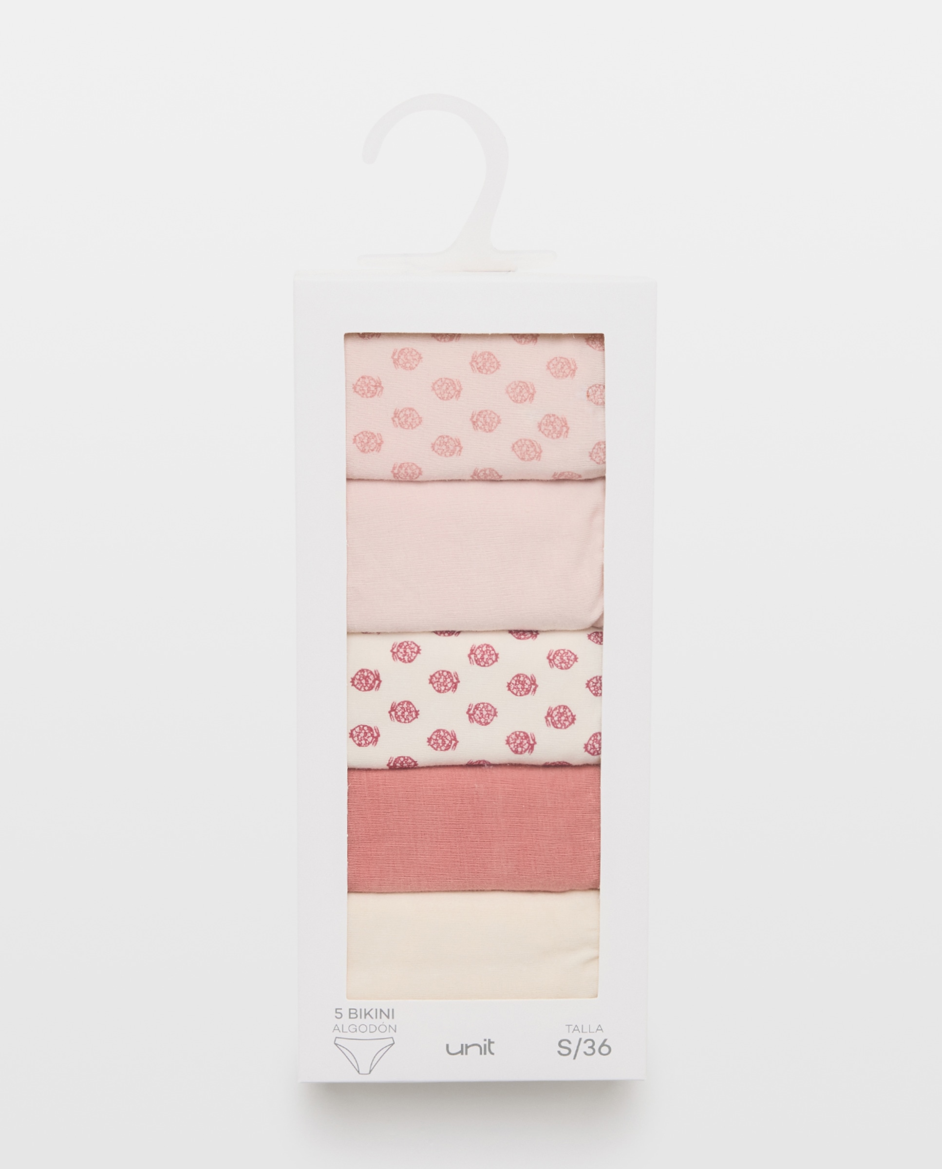 Pack 5 bragas de mujer algodón estampadas 200 Rosa-6