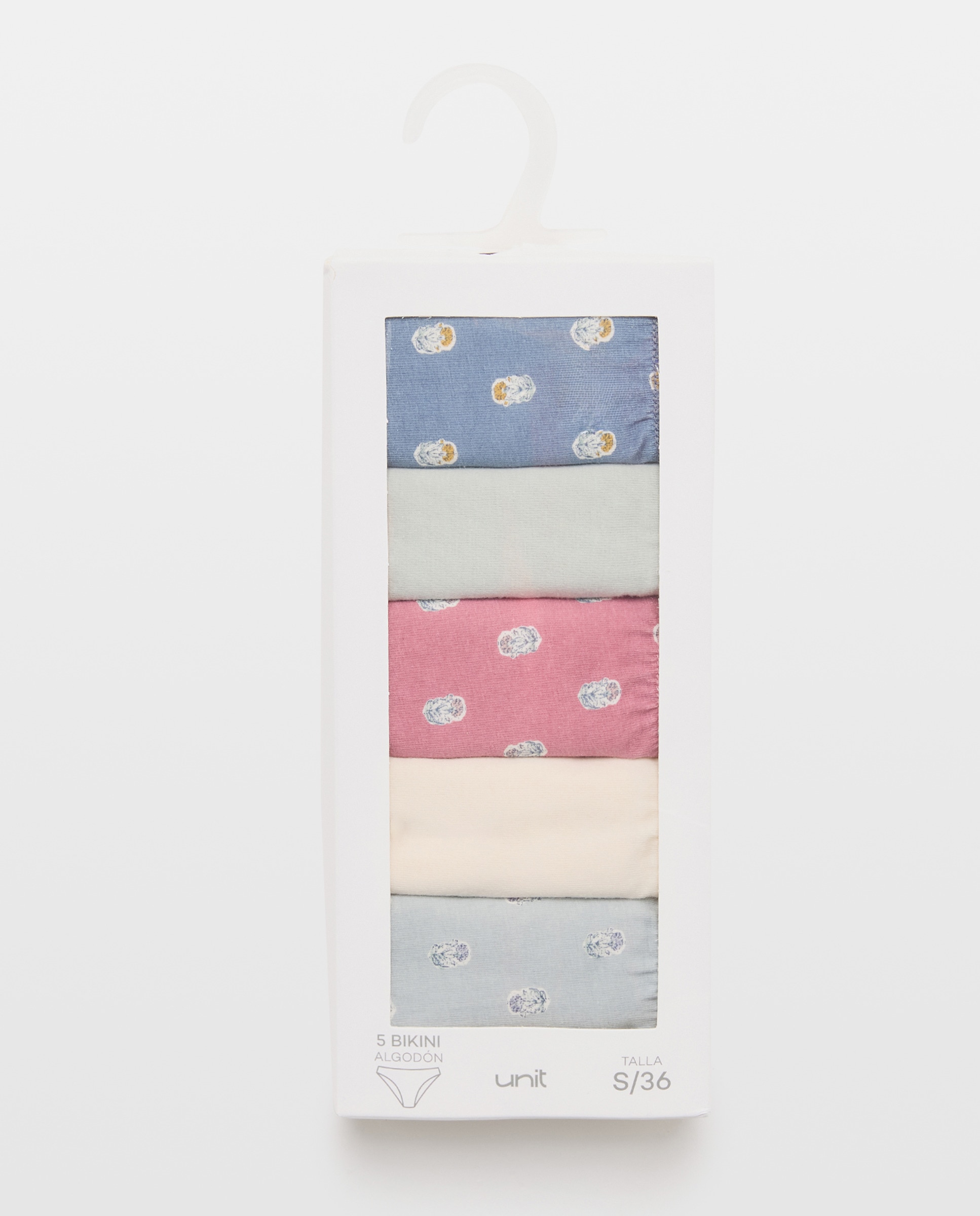 Pack 5 bragas de mujer algodón estampadas 582 Verde agua-6