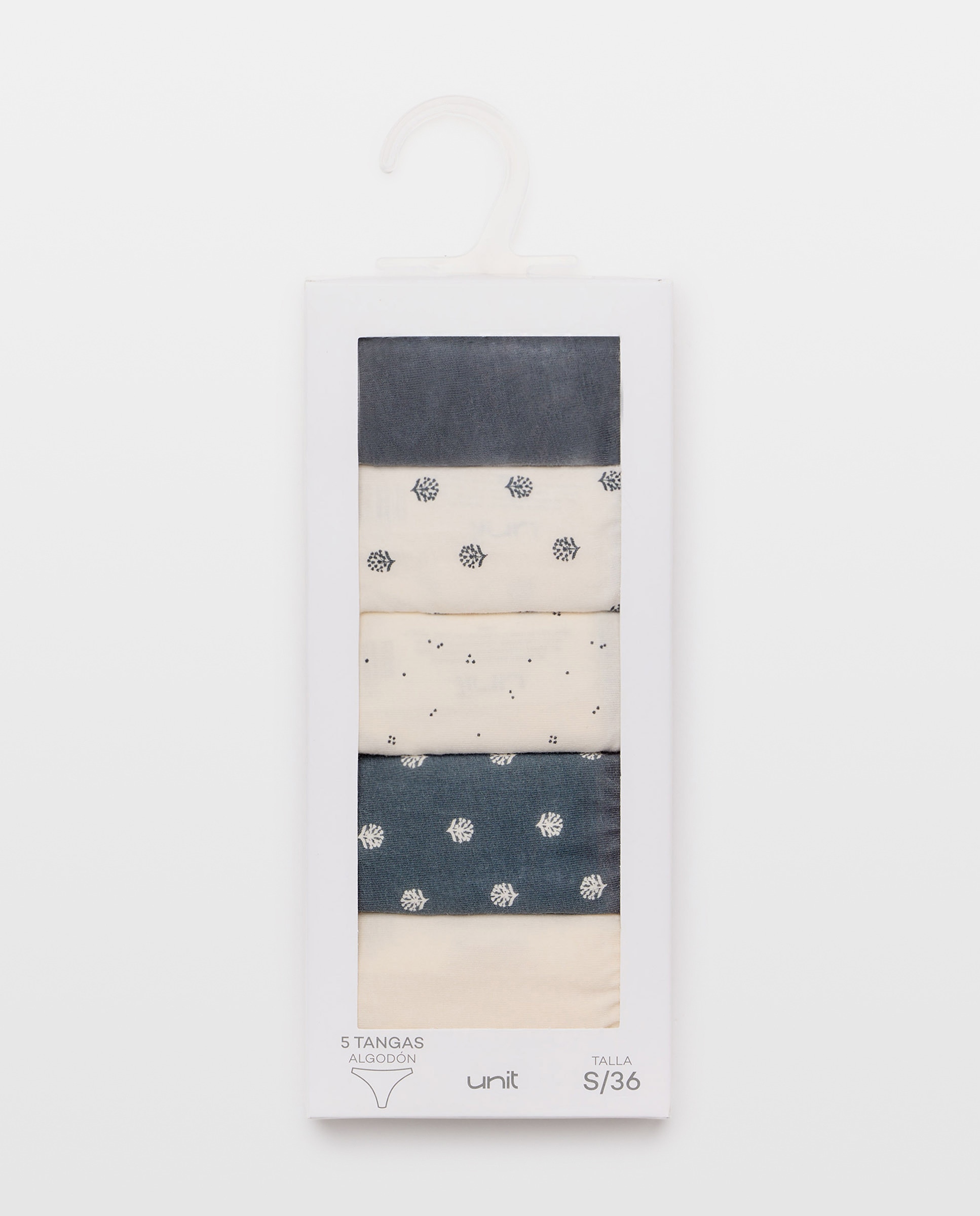 Pack 5 tangas de mujer algodón estampdos Negro-6