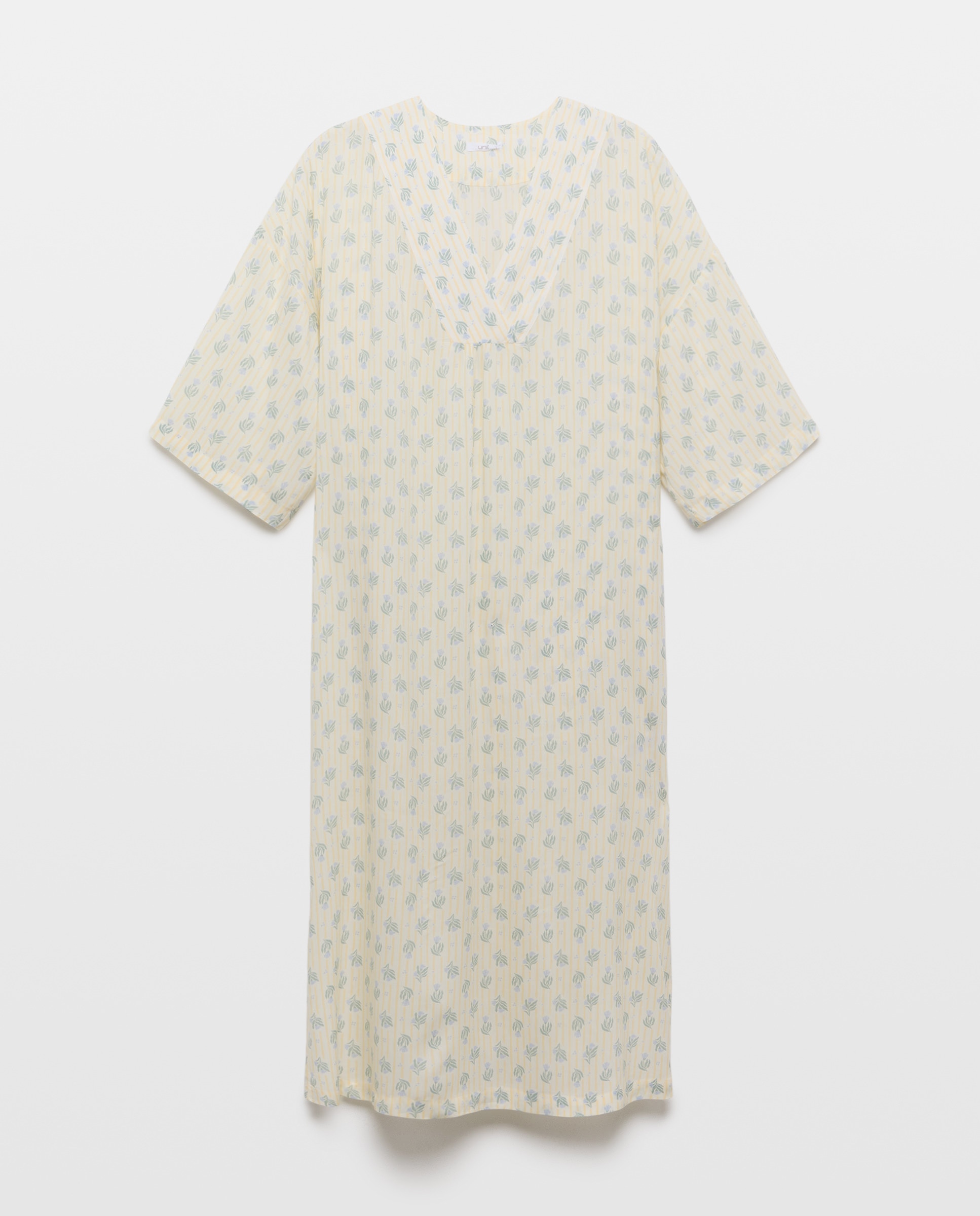 Camisón mujer túnica estampada escote pico 300 Amarillo-3