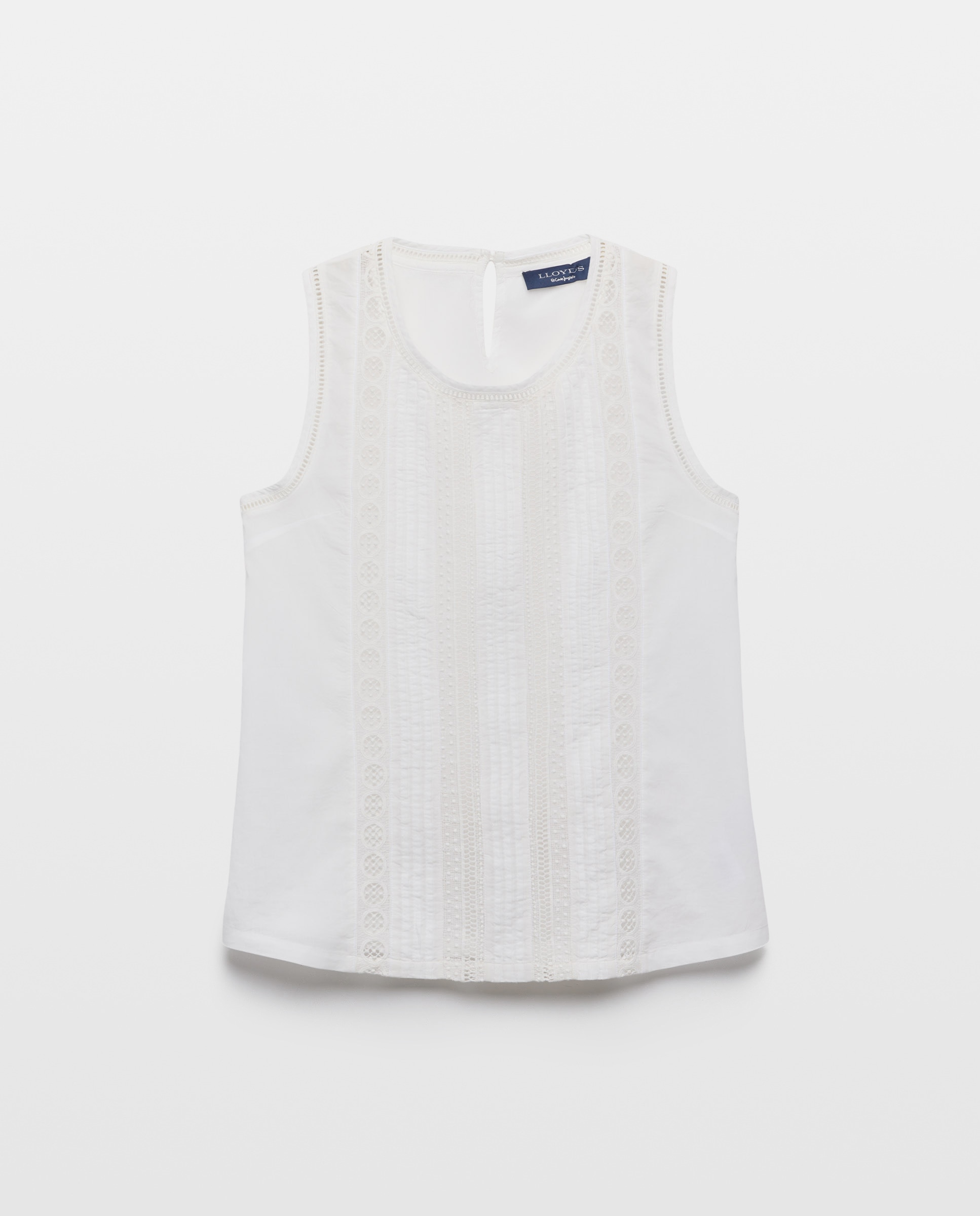 Blusa de Estilo Romântico sem Mangas Branco-marfim-4