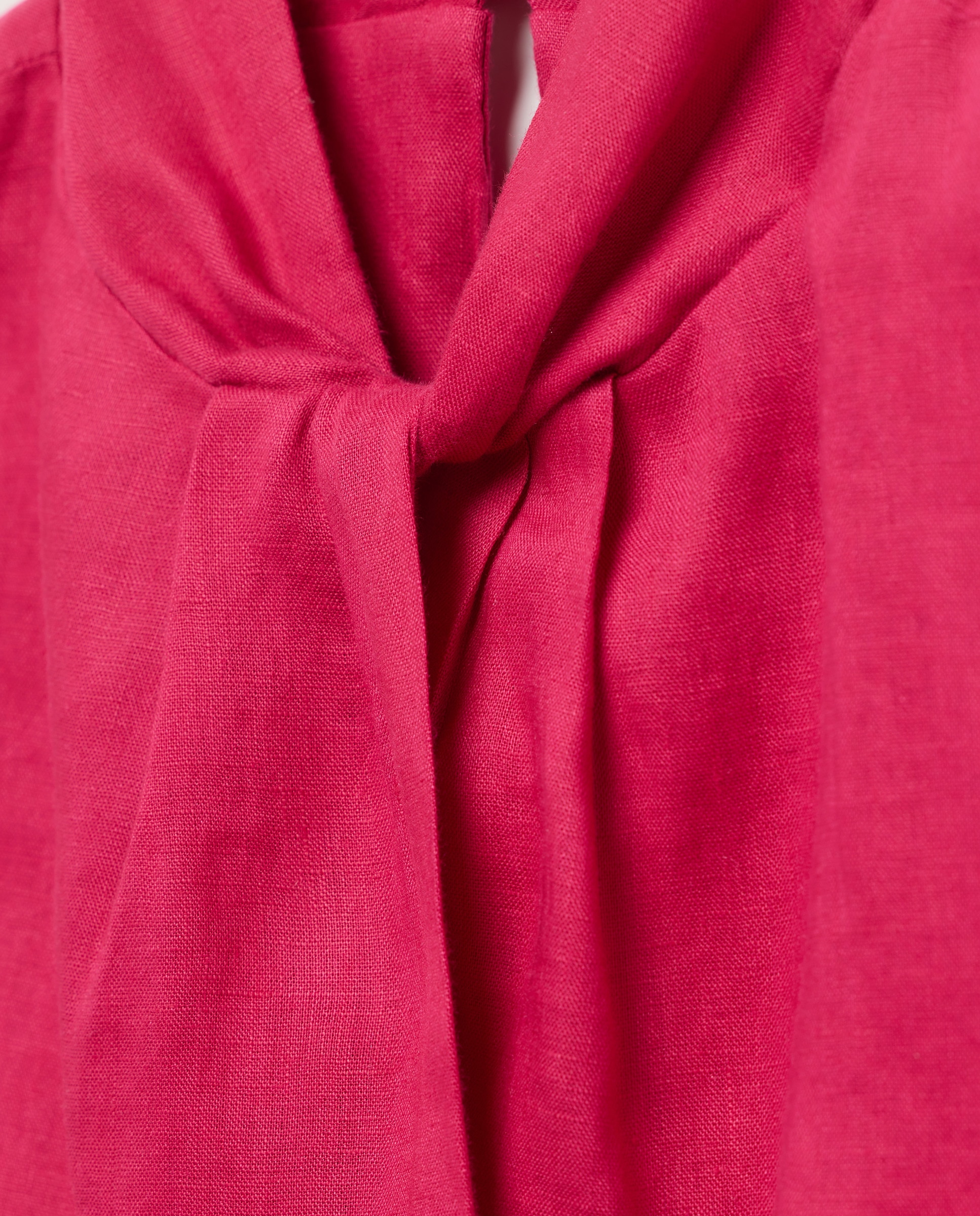 Vestido de Linho sem Mangas e com Nó no Decote Buganvília-6