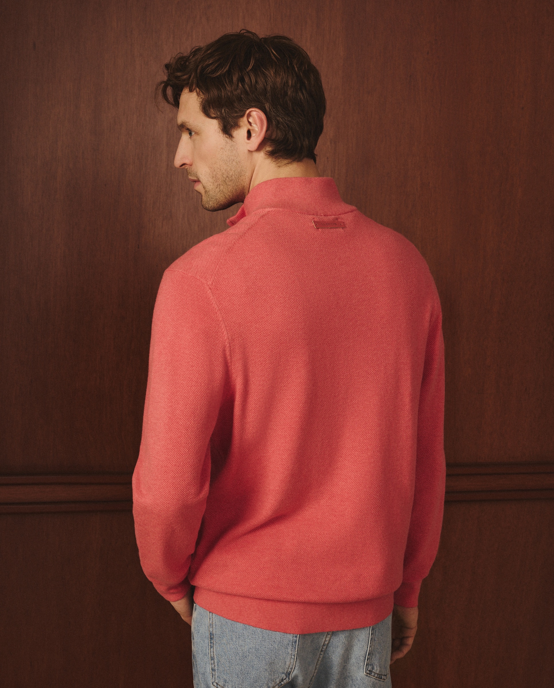 Camisola de Malha com Meio Fecho de Correr Bordeaux-3