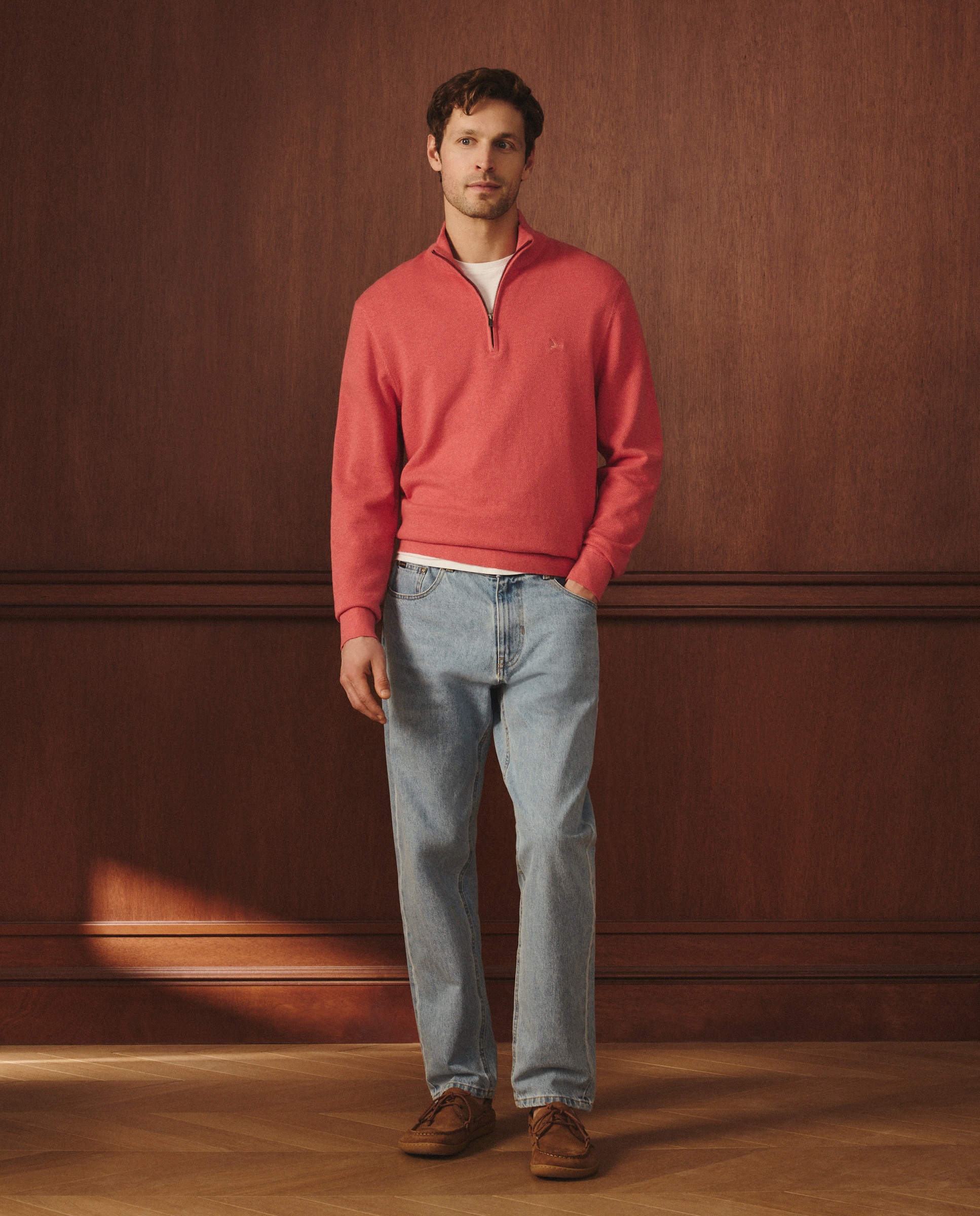 Camisola de Malha com Meio Fecho de Correr Bordeaux-2