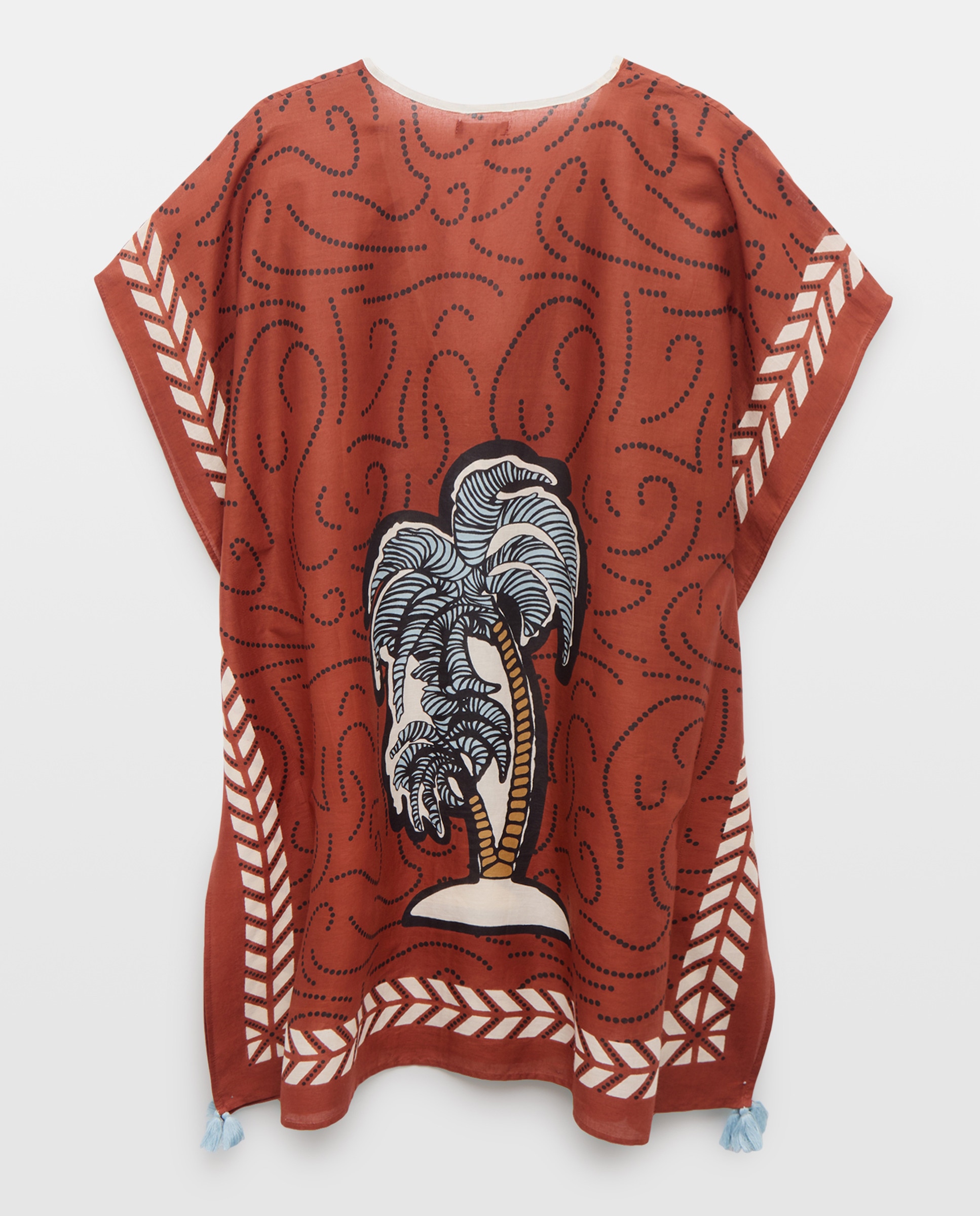 Kaftan de Praia com Estampado 770 Terracota-2