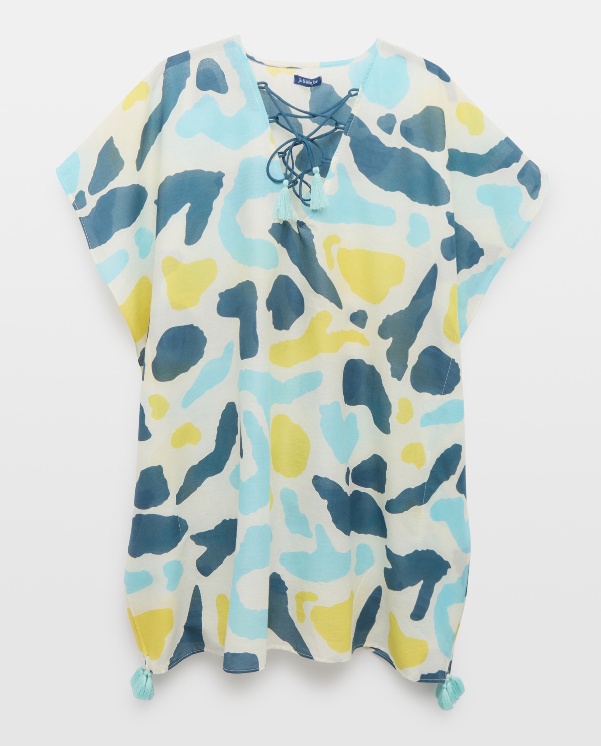 Kaftan de Praia com Estampado de Manchas 400 Azul-1