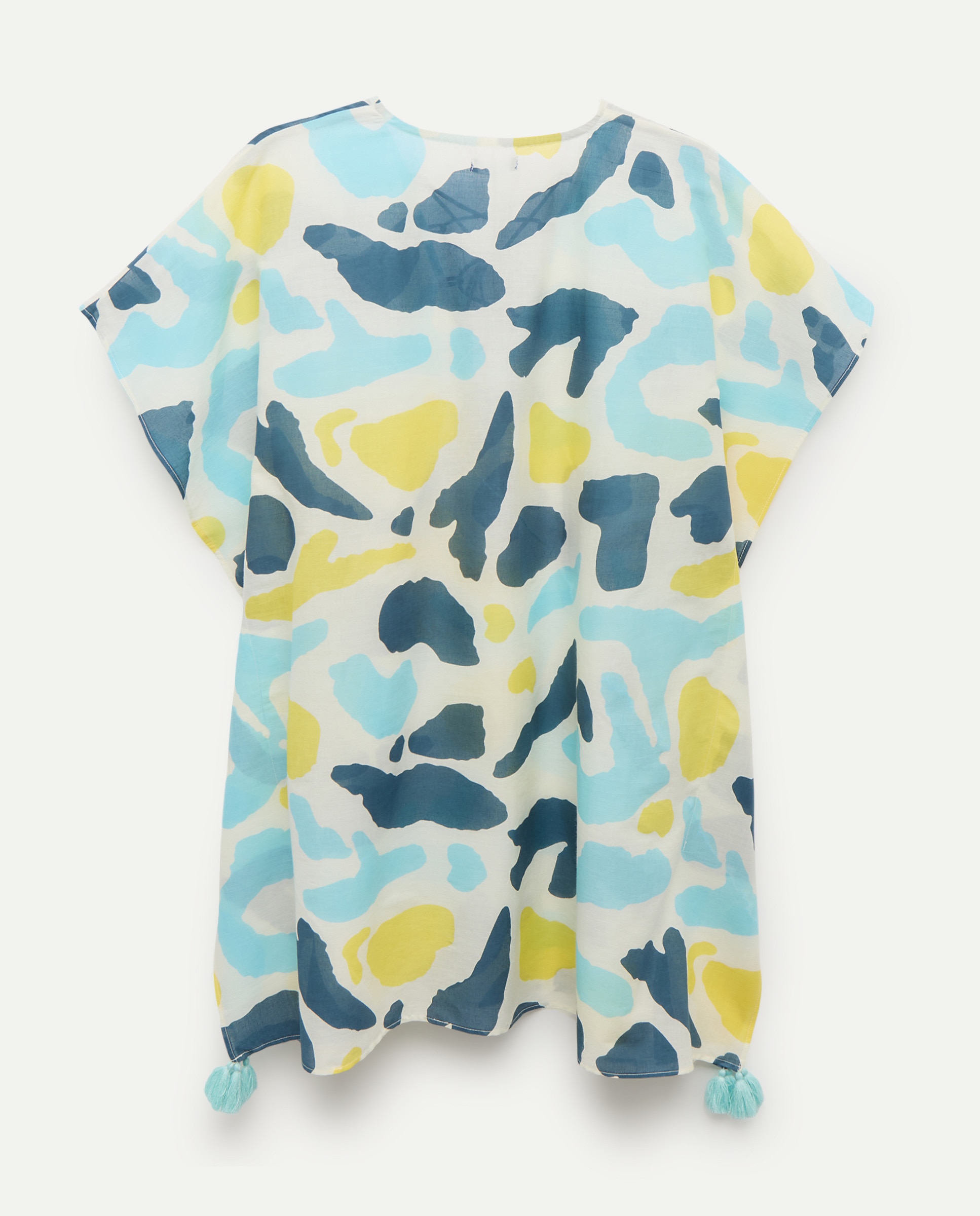 Kaftan de Praia com Estampado de Manchas 400 Azul-2