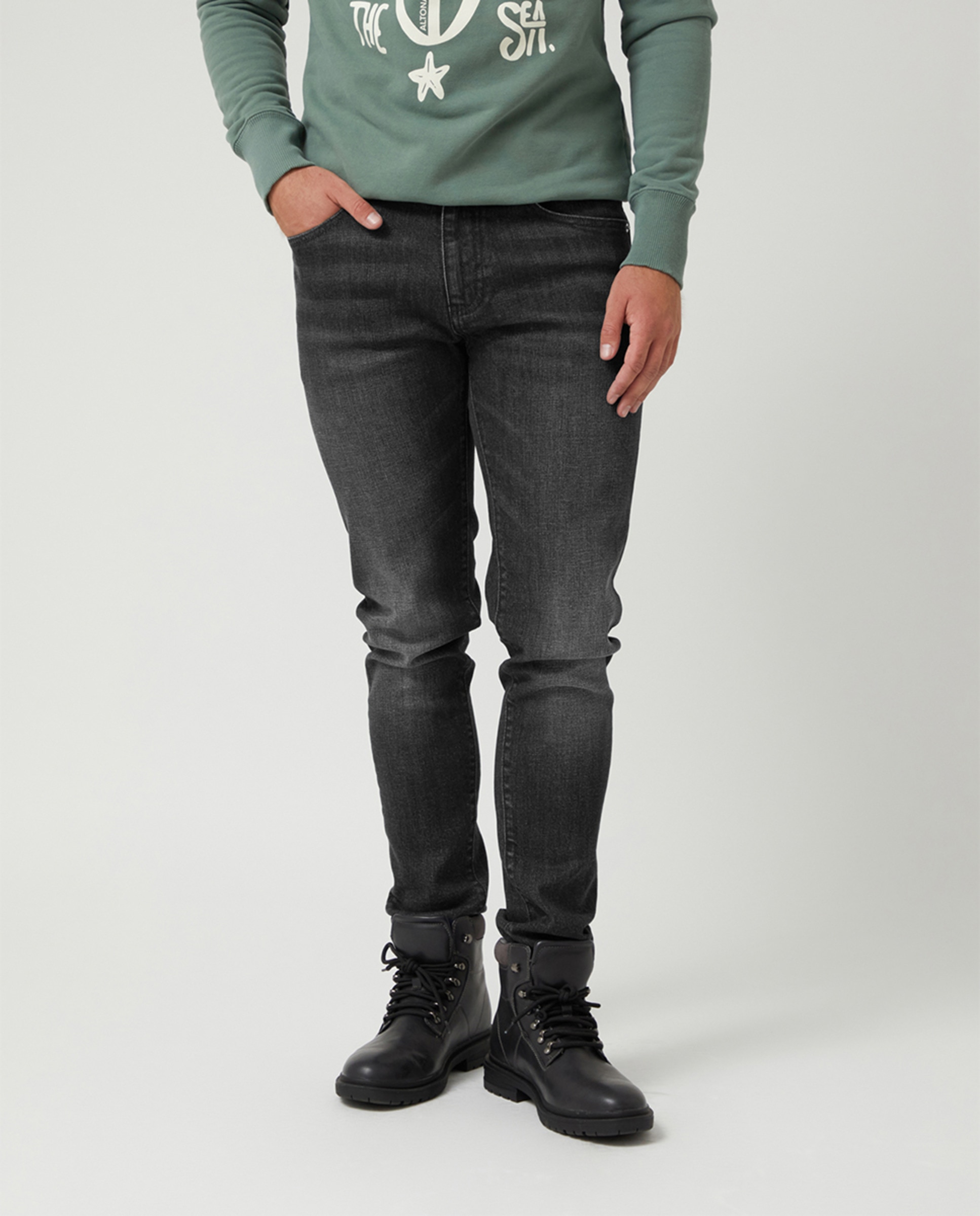 Jeans de Cinco Bolsos Preto-1