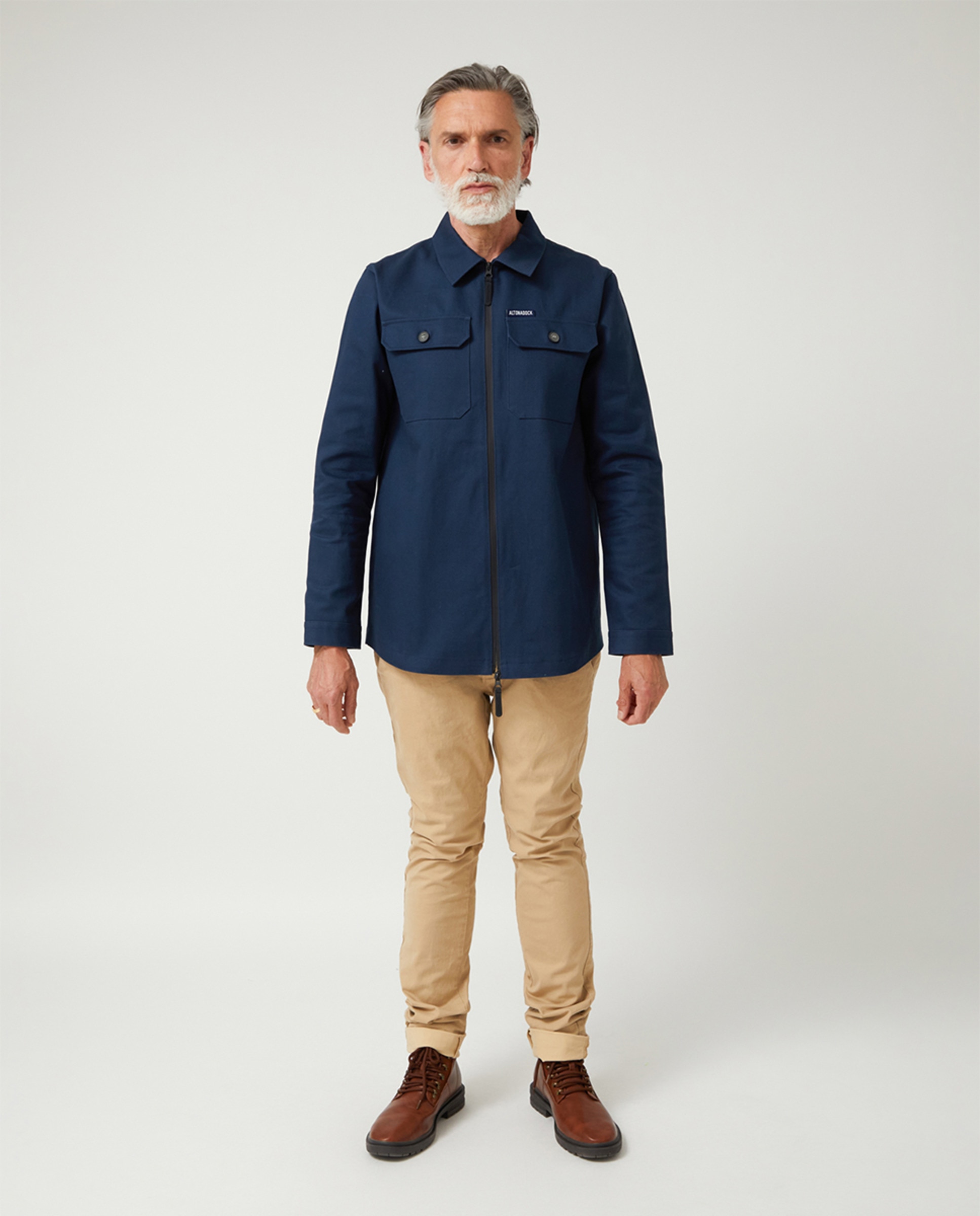 Sobrecamisa de Sarja com Manga Comprida Azul-marinho-5