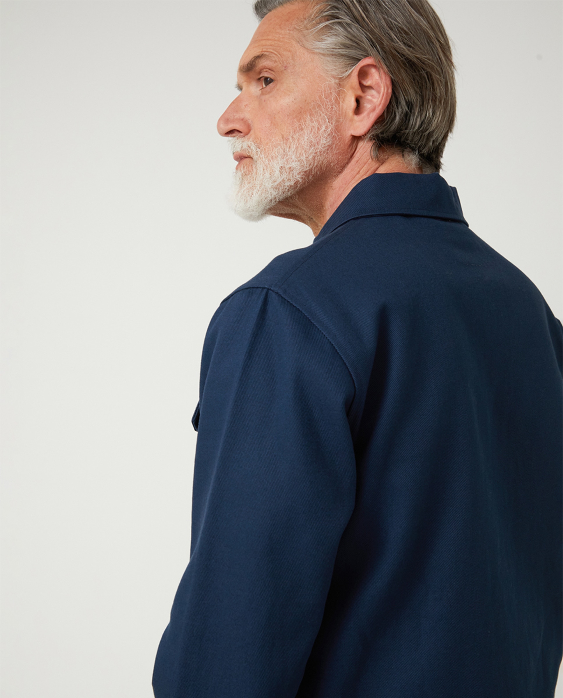 Sobrecamisa de Sarja com Manga Comprida Azul-marinho-2