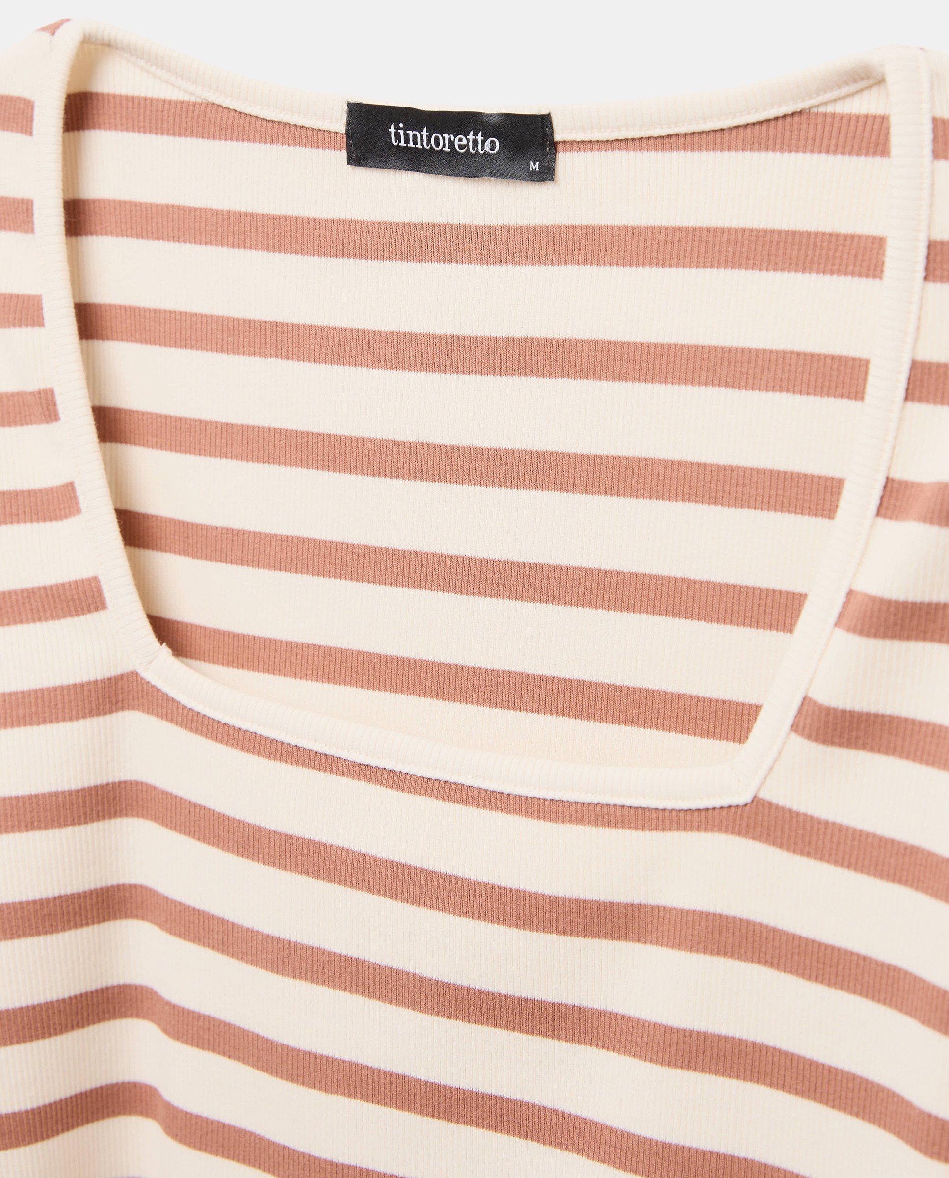 Camisola às riscas com manga comprida 770 Terracota-6