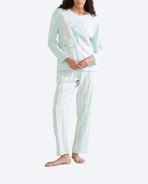 Imagen 0 de Pantalón de pijama largo de mujer rayas y textura