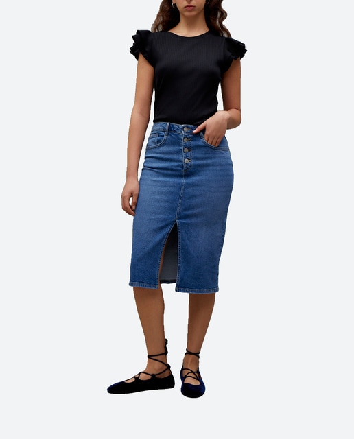 Imagen 0 de Falda midi denim con botones