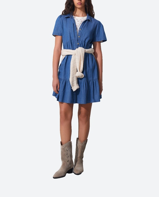 Imagen 0 de Vestido vaquero corto con paneles