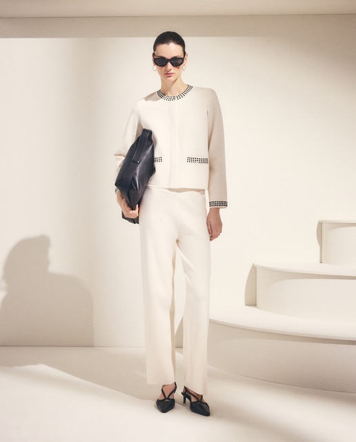 Imagem 0 de Calças Lisas com Tricot na Cintura