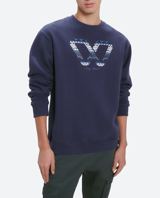 Imagen 0 de Sudadera cuello caja con print de hombre