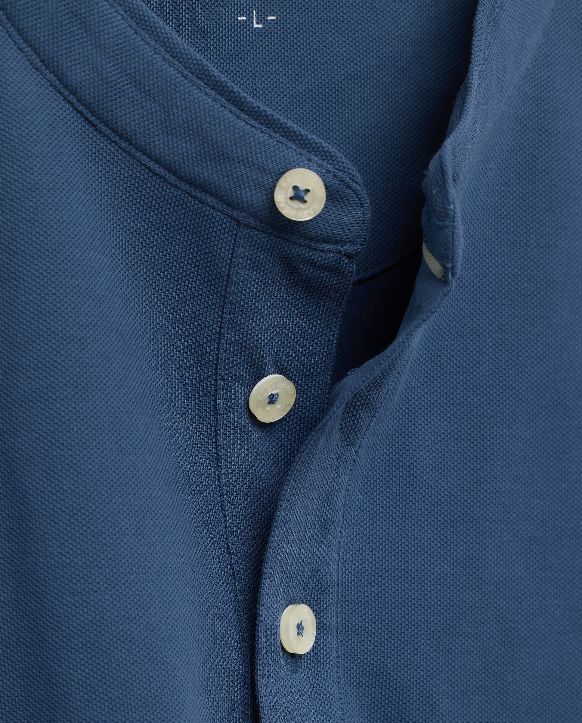 Polo com Gola à Padre e Manga Curta Índigo-6