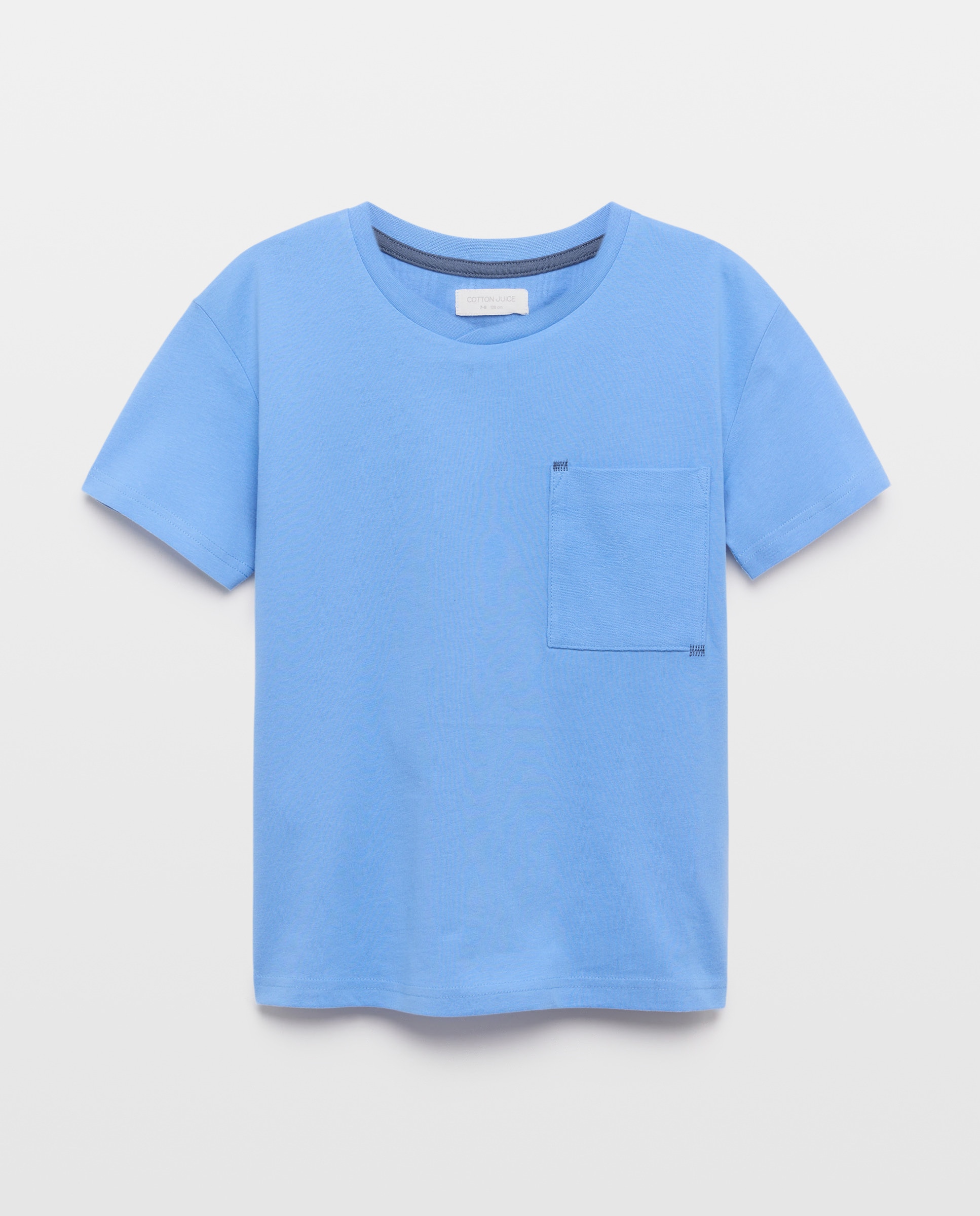 T-shirt de Manga Curta com Bolso Cotton Juice 400 Azul-4