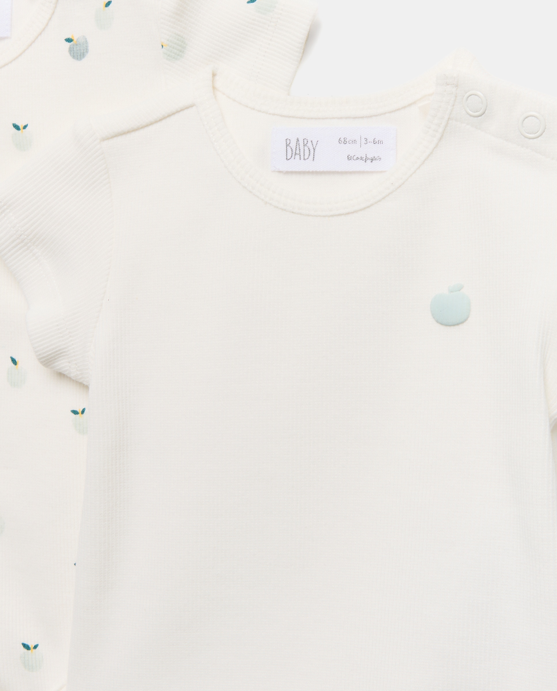 Pack de Bodies de Bebé com Manga Curta Canelada Branco-3