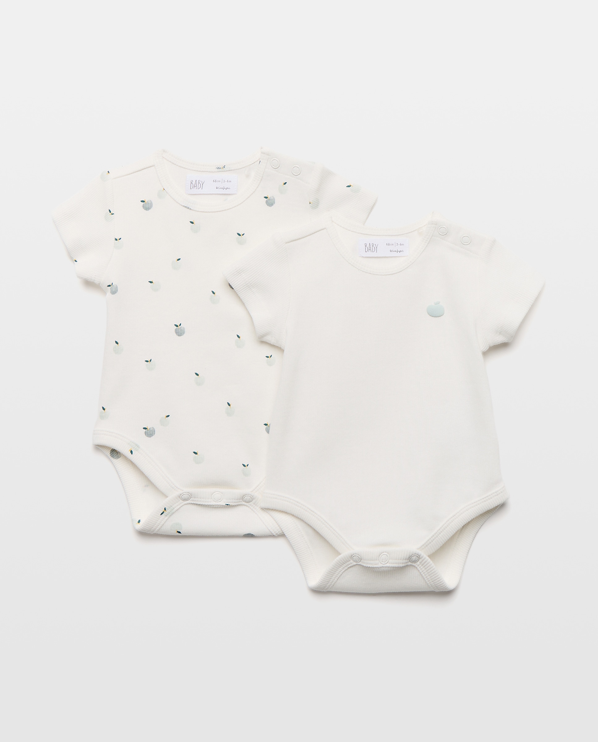 Pack de Bodies de Bebé com Manga Curta Canelada Branco-1