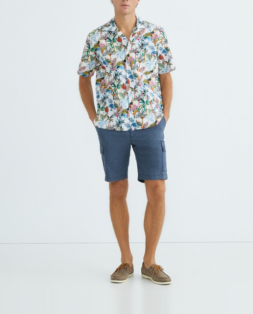 Imagen 0 de Bermuda hombre cargo regular fit efecto lino