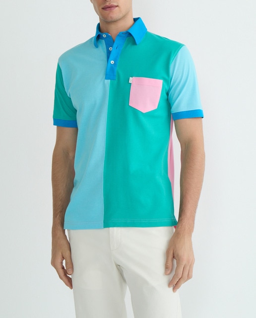 Imagen 0 de Polo de hombre manga corta de piqué patchwork