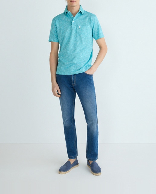 Imagen 0 de Polo de hombre manga corta de jacquard con bolsillo