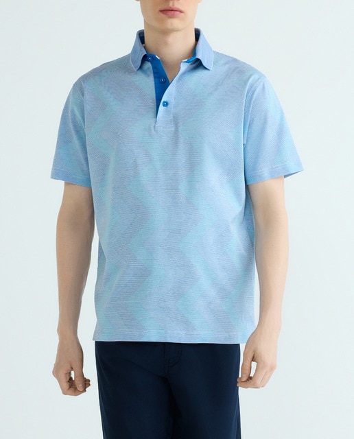 Imagen 0 de Polo de hombre manga corta de jacquard sin bolsillo