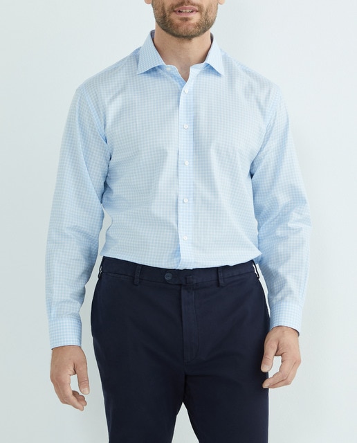 Imagen 0 de Camisa vestir de hombre manga larga cuadros tallas grandes