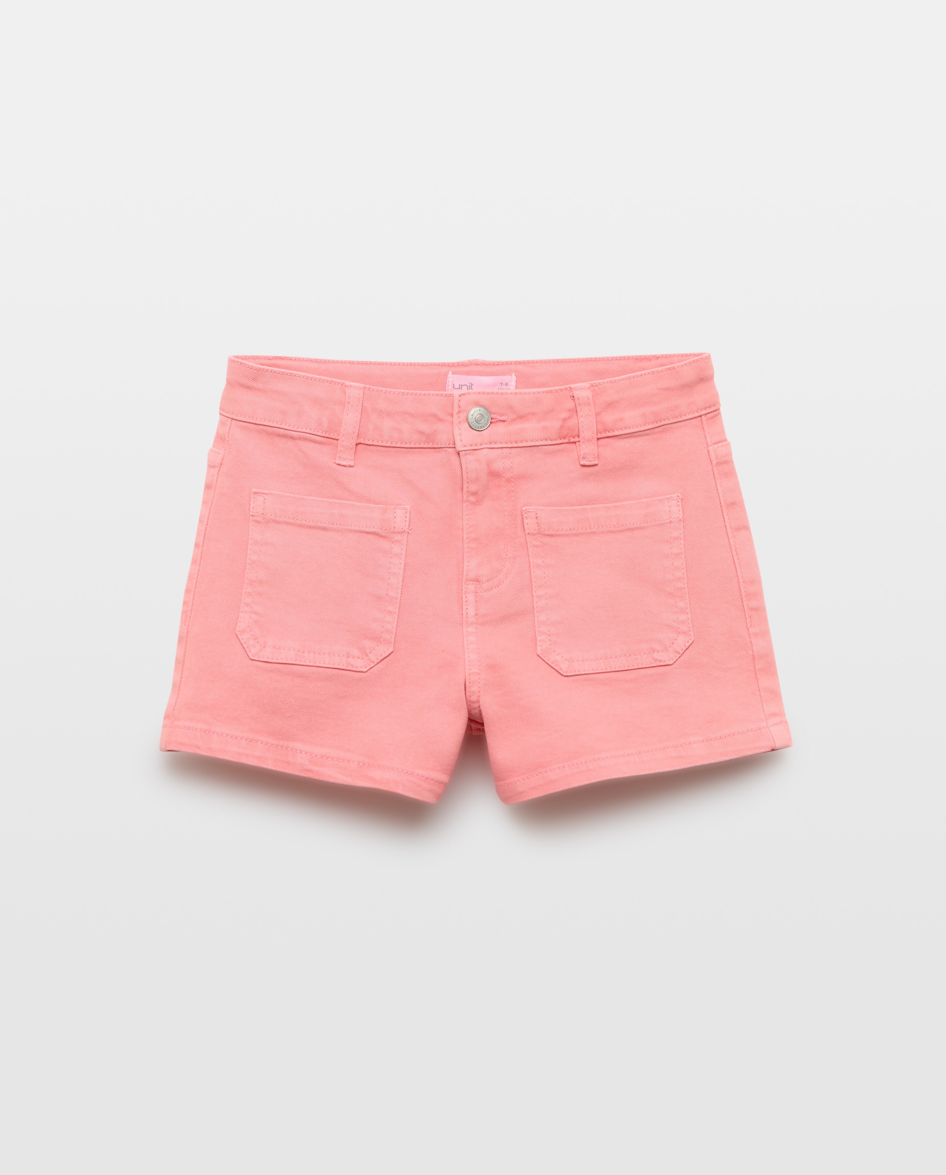 Short niña color con bolsillos de twill 240 Fucsia-1