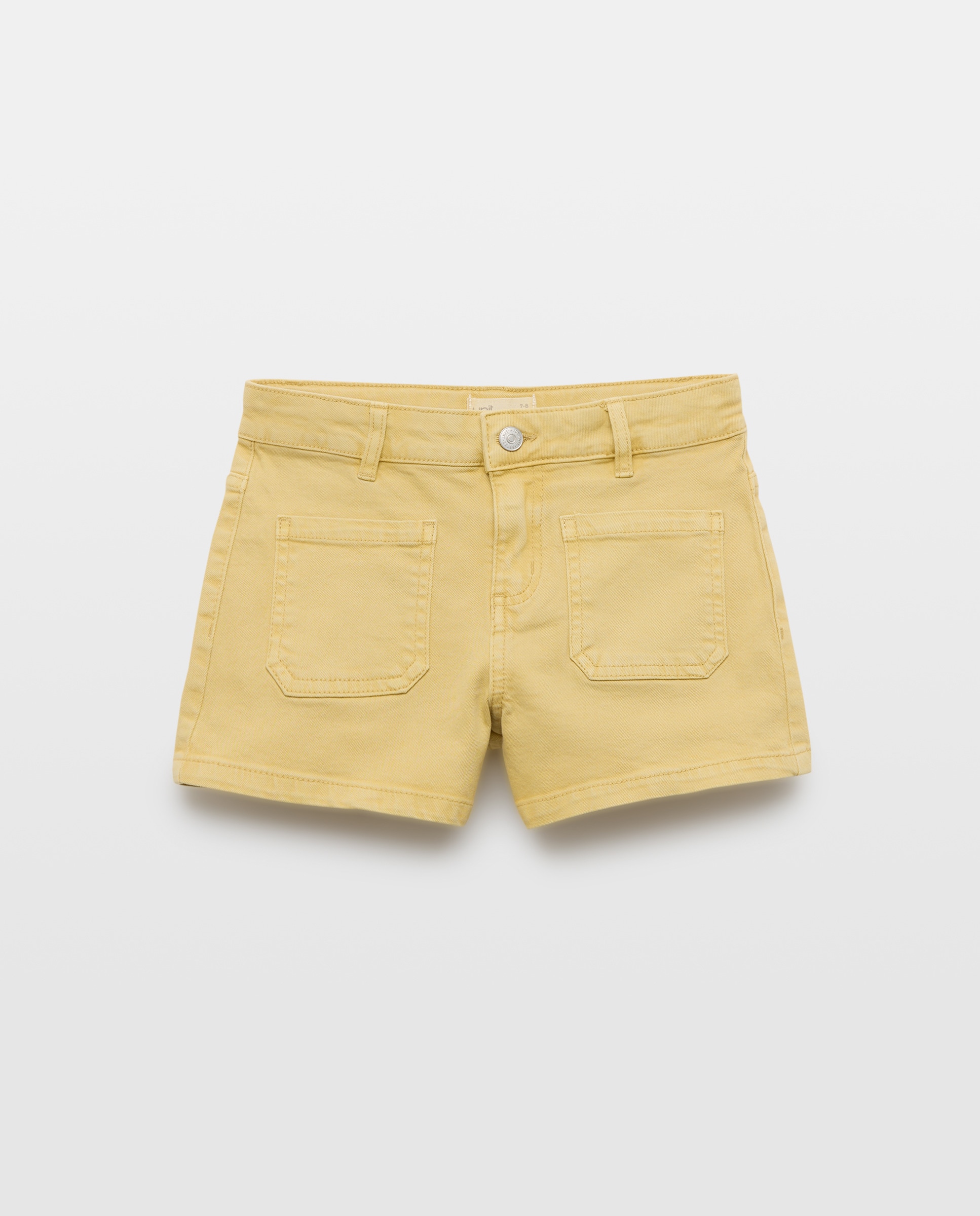 Short niña color con bolsillos de twill Pistacho-1