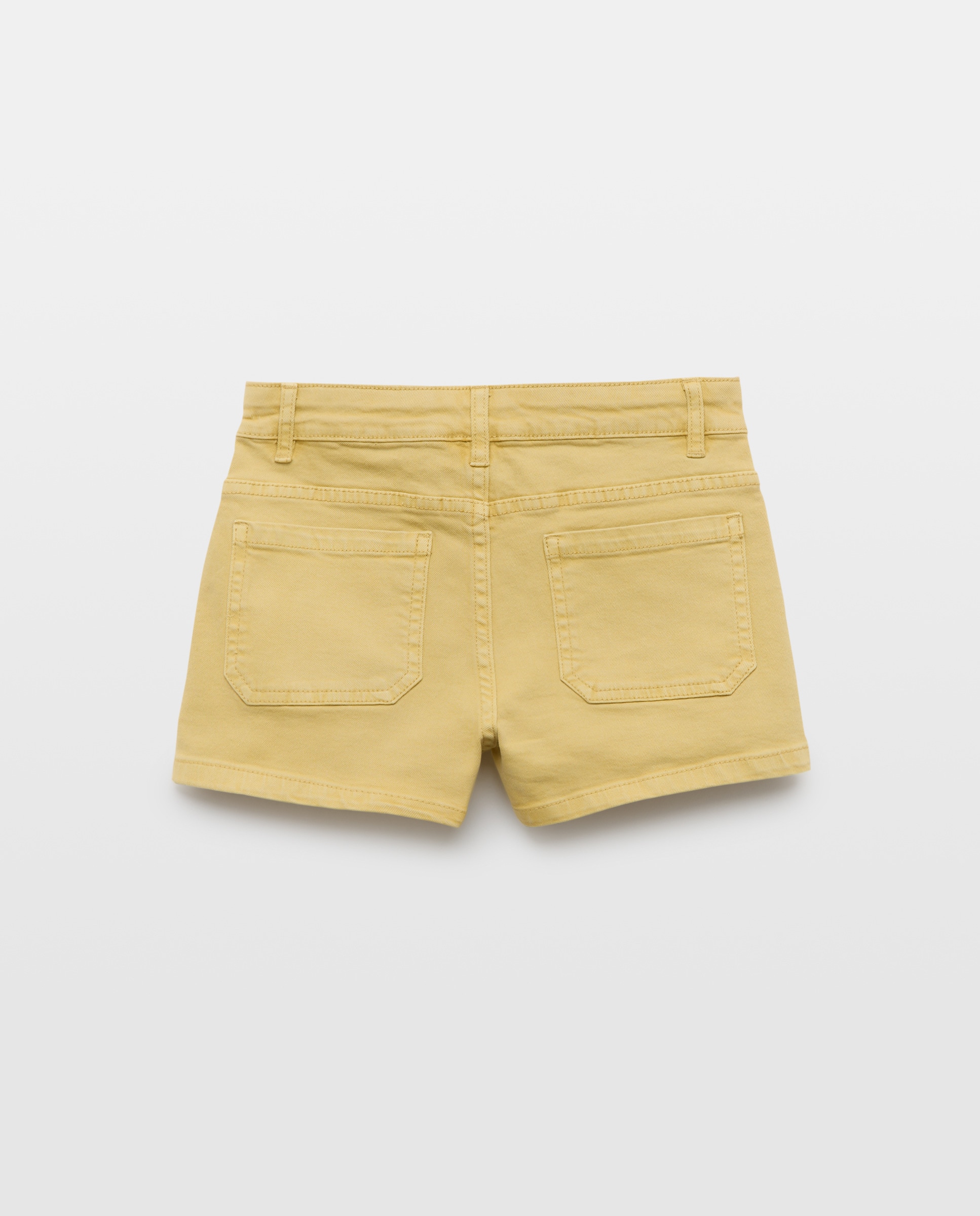 Short niña color con bolsillos de twill Pistacho-2