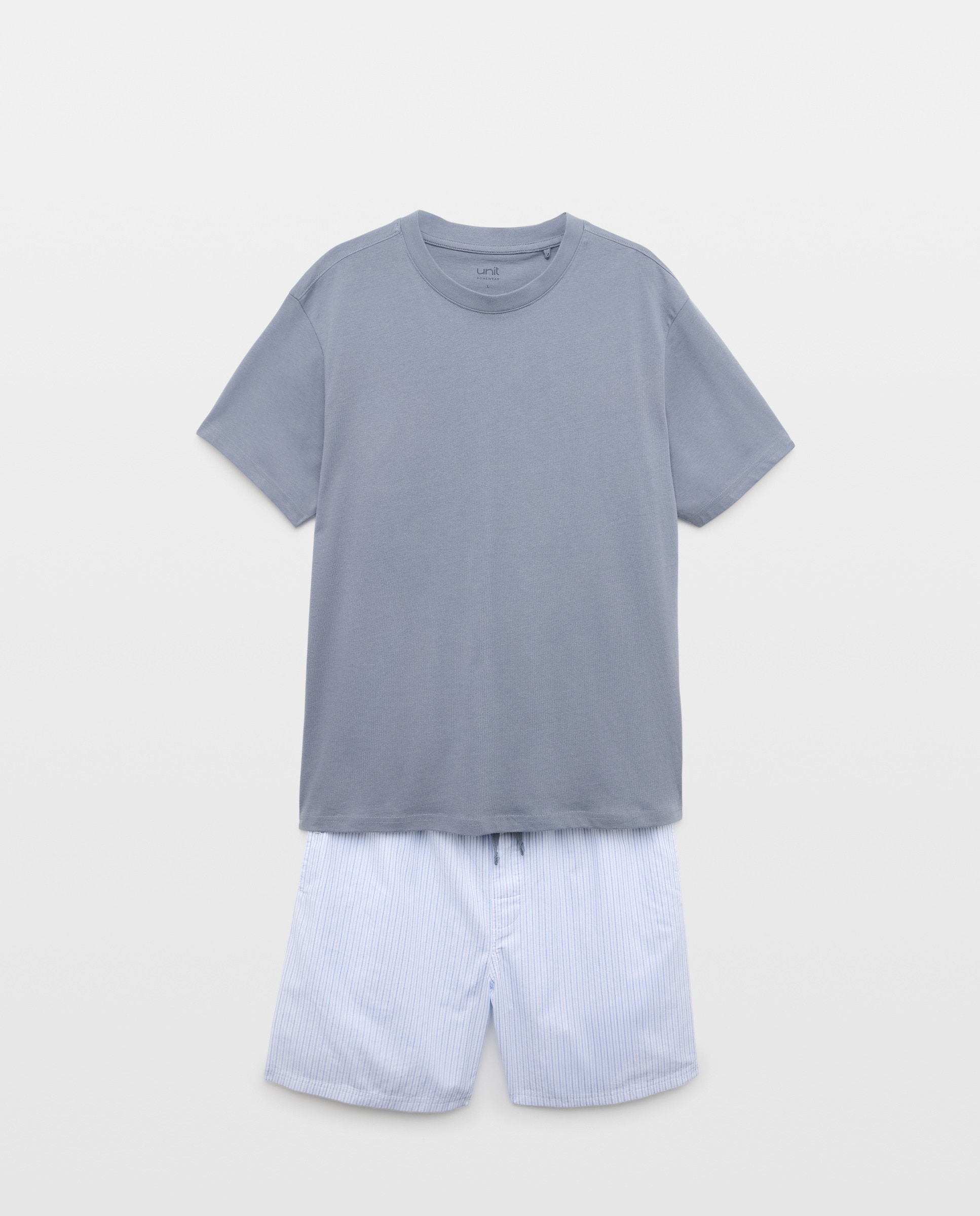 Pijama hombre combinado corto algodón 820 Gris medio-3