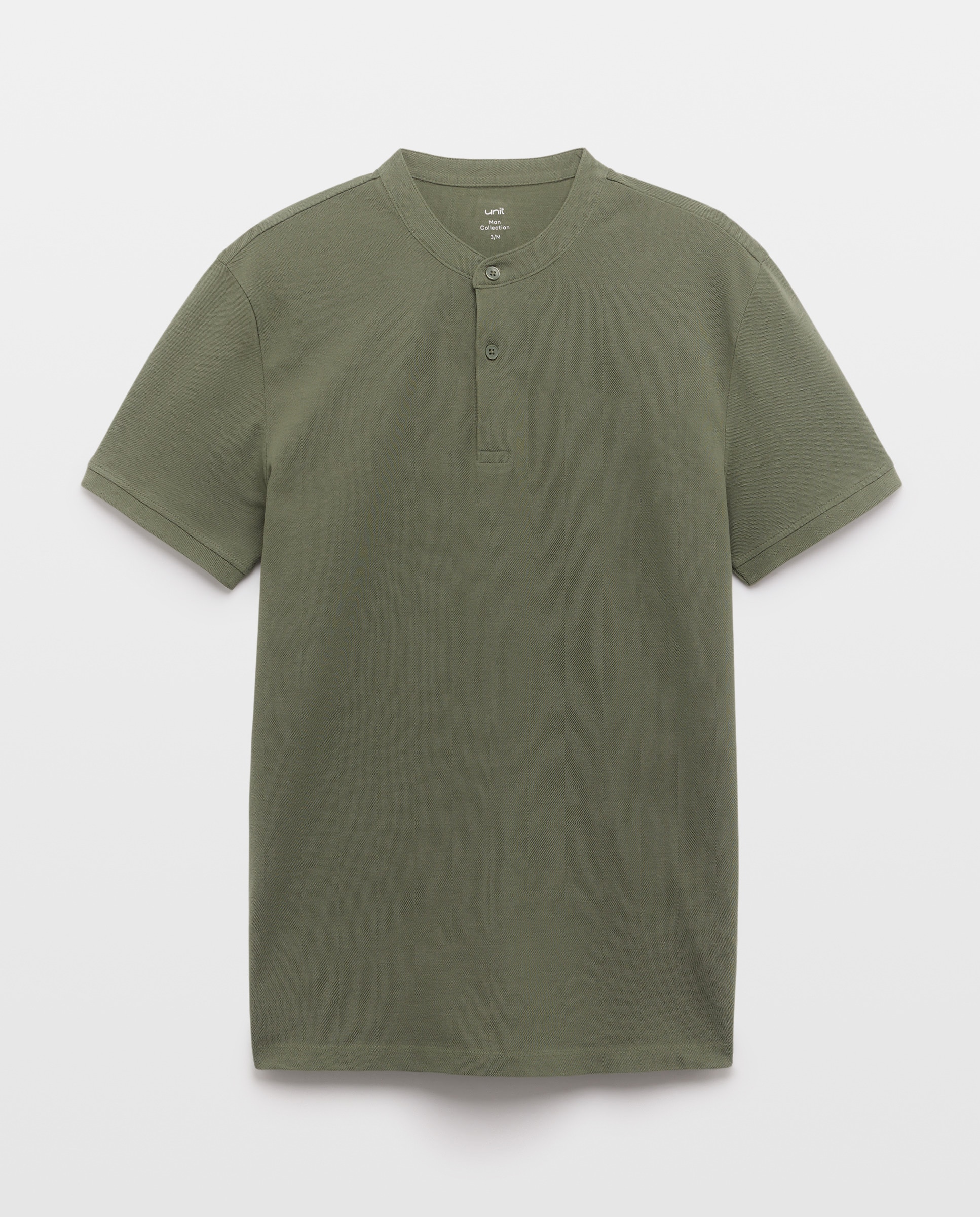 Polo de hombre manga corta cuello mao pique lavado 520 Kaki-4