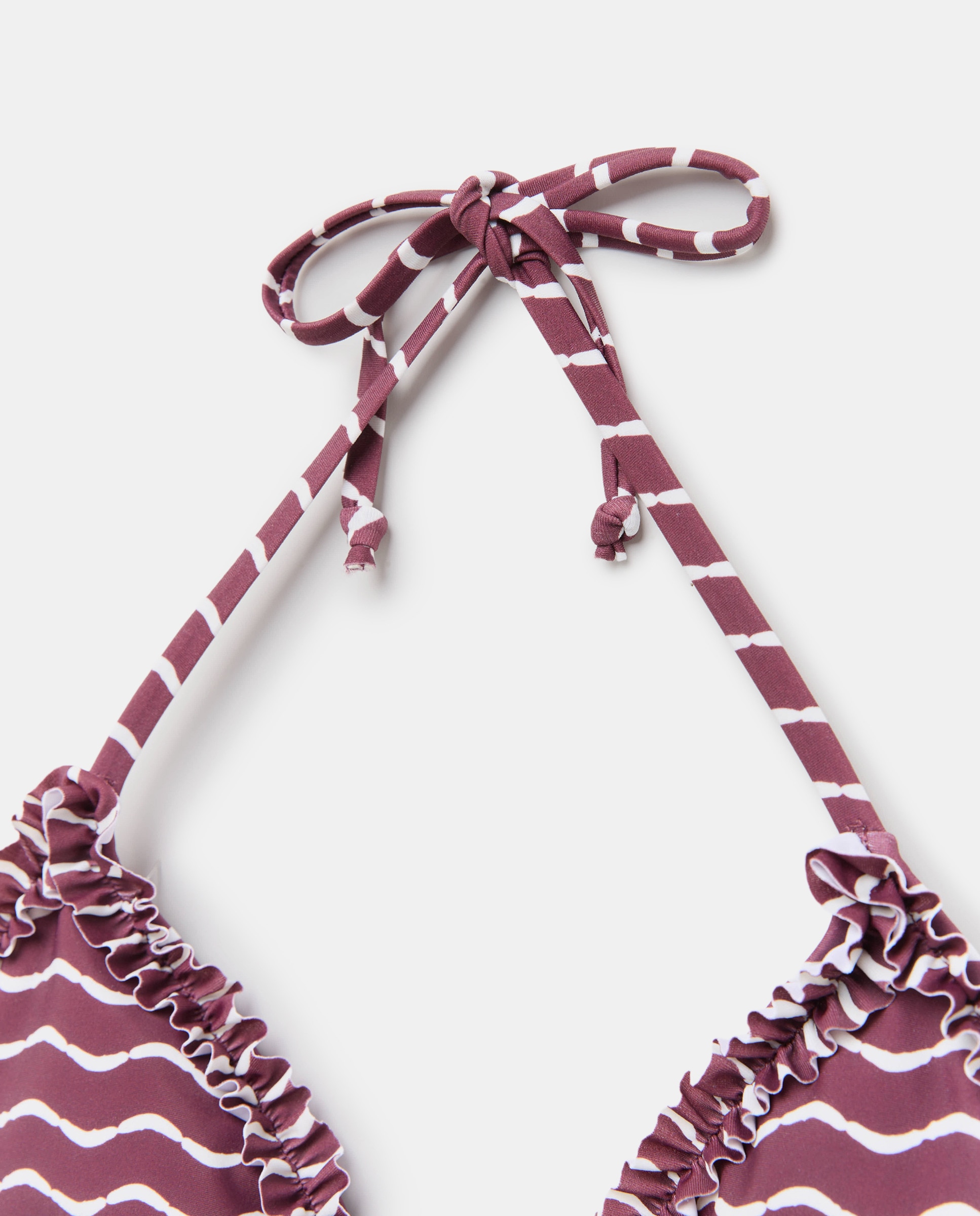 Top de baño mujer triangulo minivolante Burdeos-5