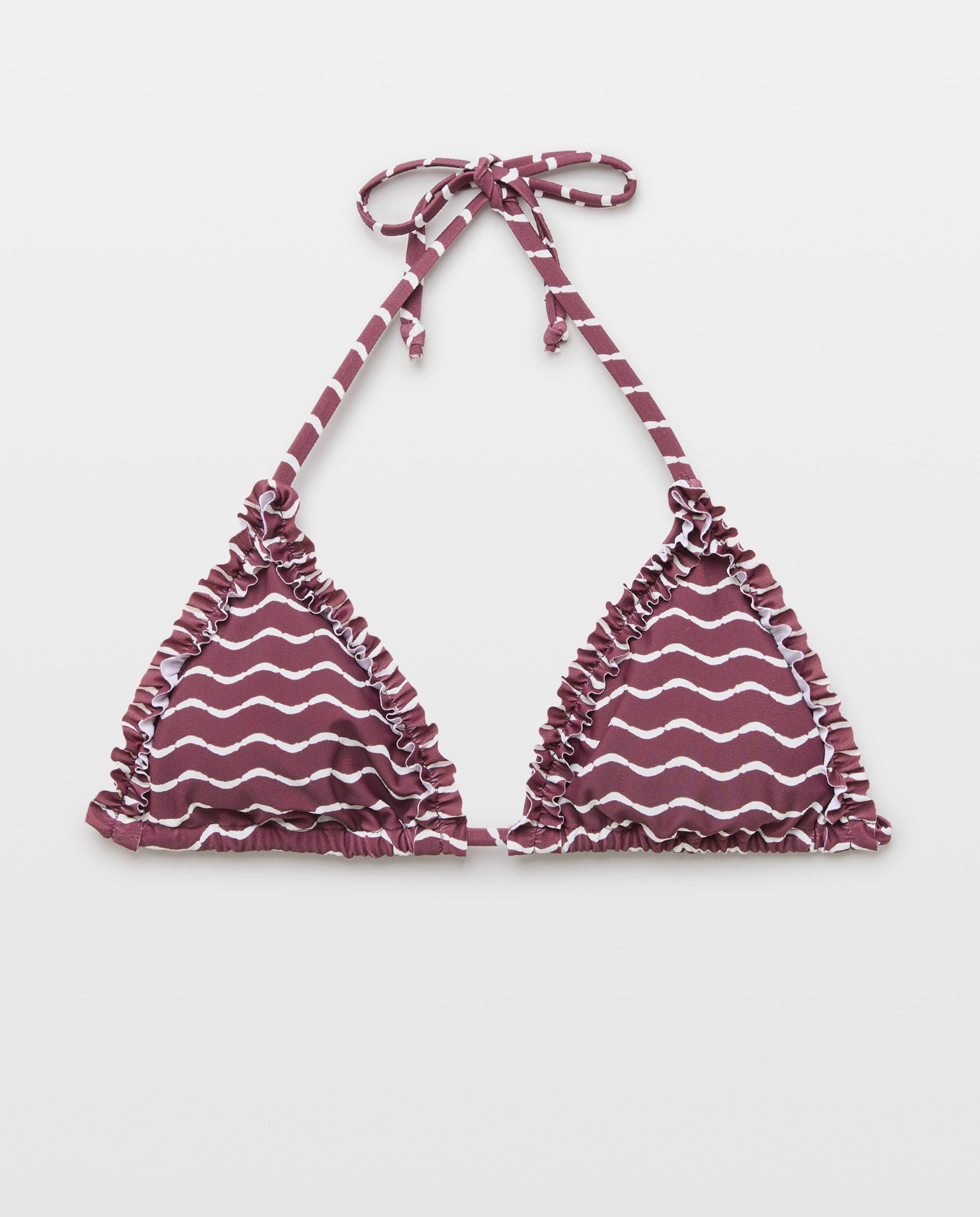Top de baño mujer triangulo minivolante Burdeos-4