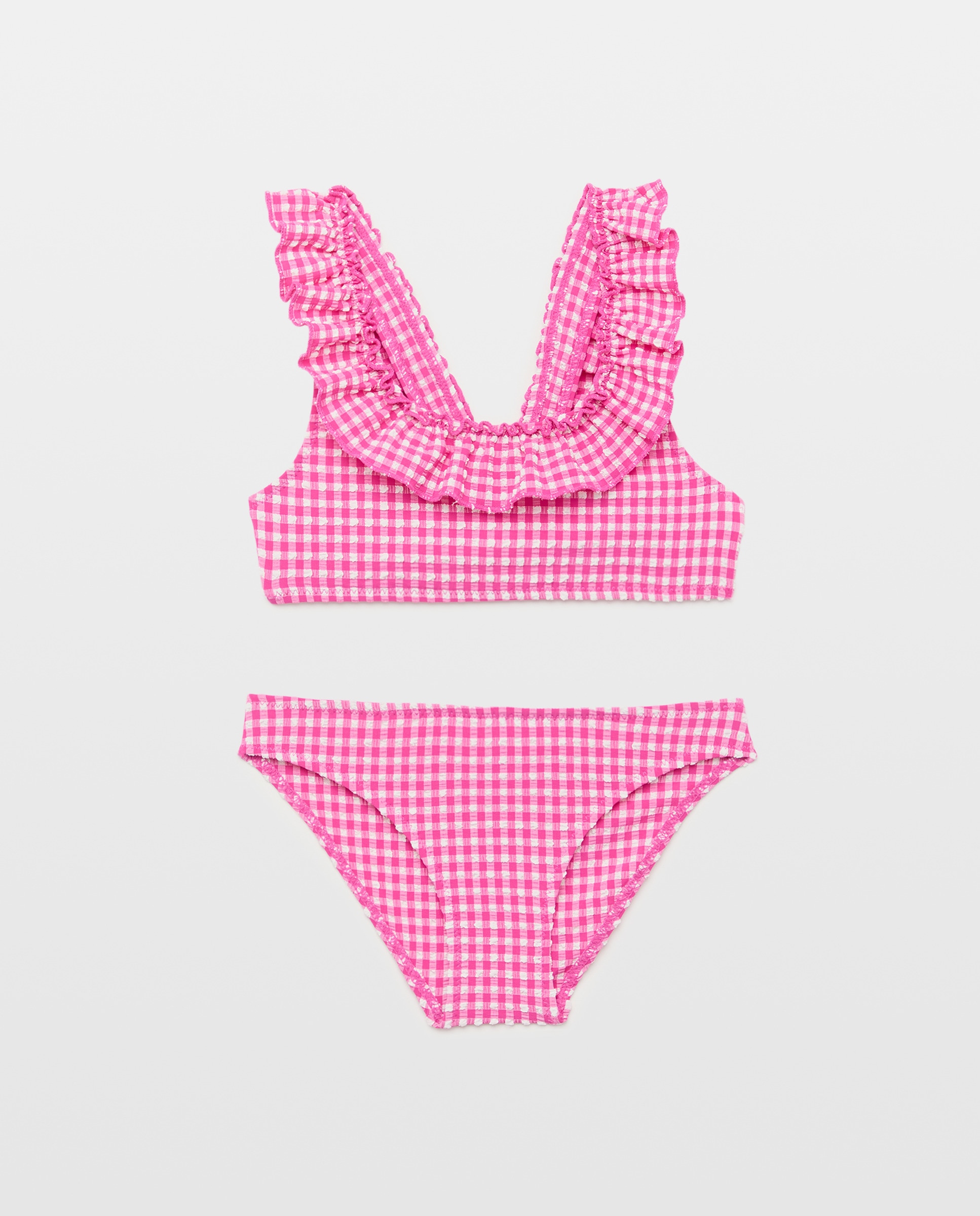 Biquíni Vichy com Folho no Decote Kids El Corte Inglés Rosa-4