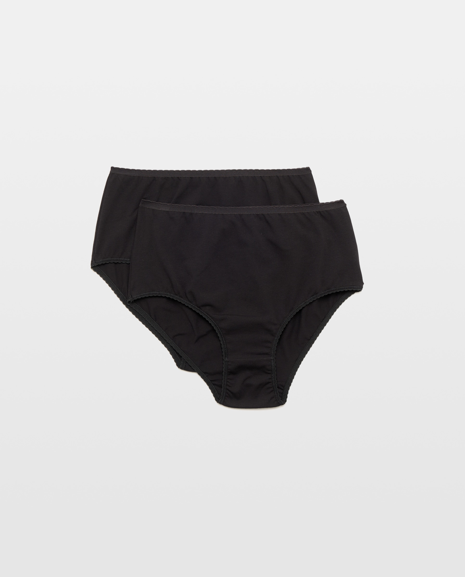 Pack 2 bragas altas lisas algodón Negro-3