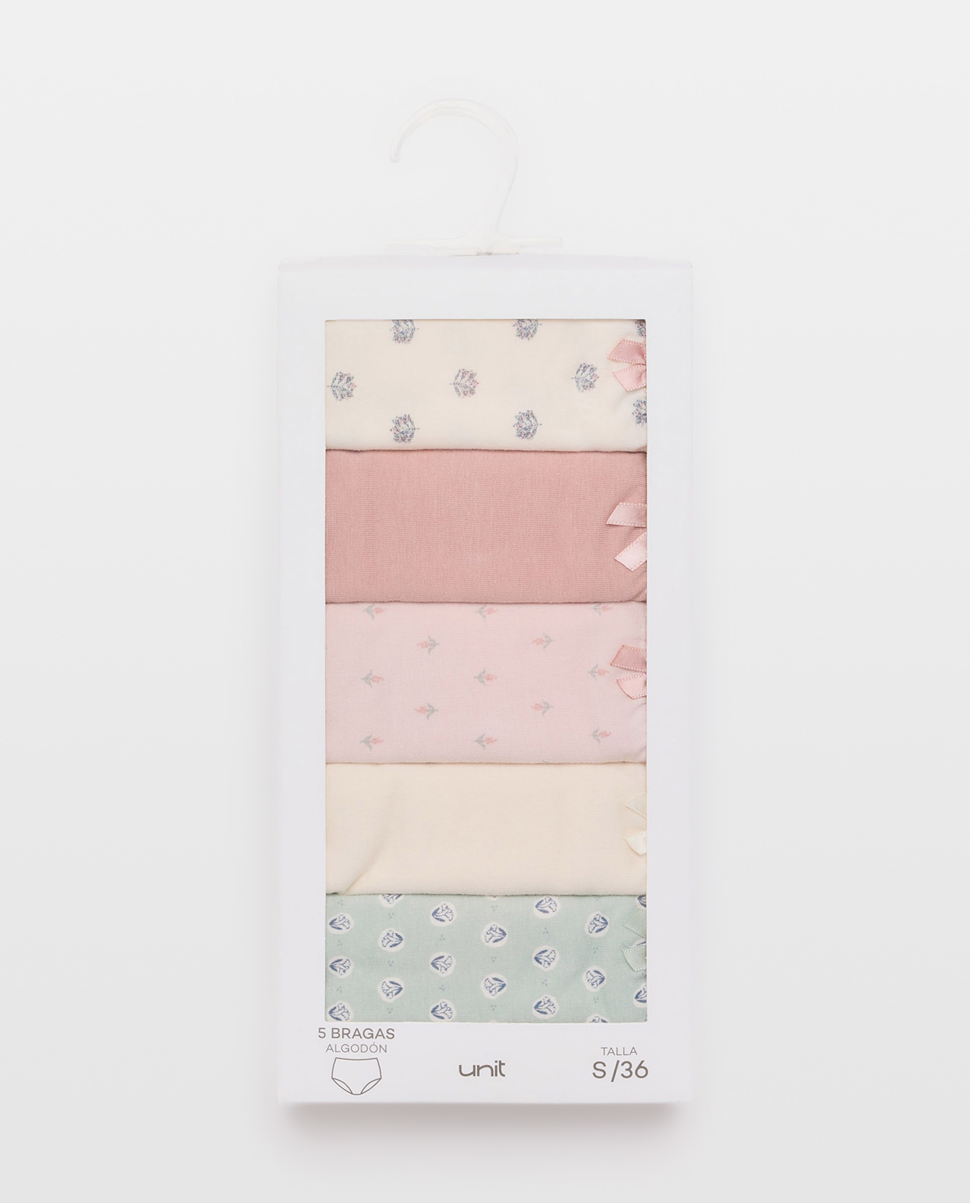 Pack 5 bragas altas de mujer algodón estampadas 200 Rosa-6