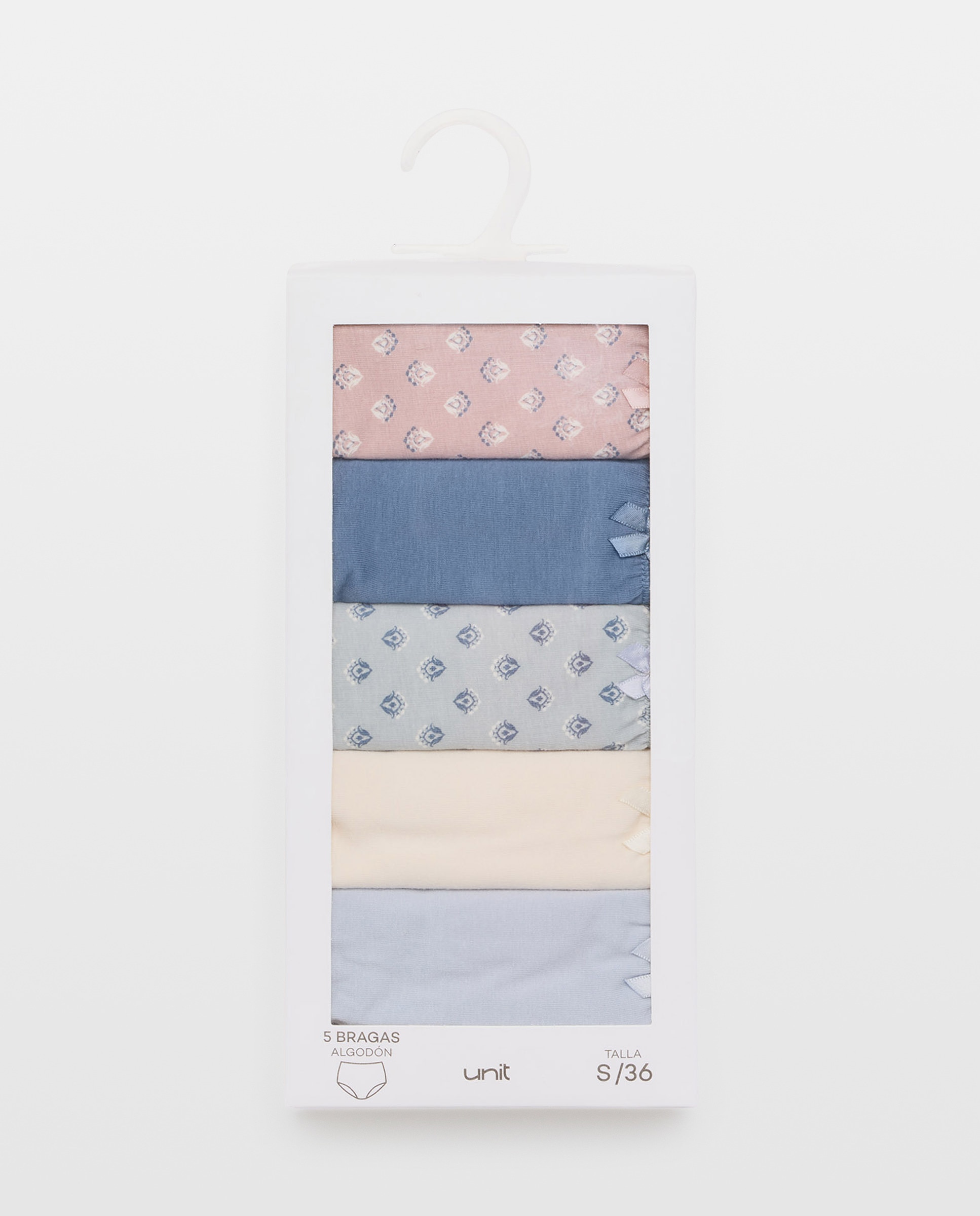 Pack 5 bragas altas de mujer algodón estampadas 400 Azul-6