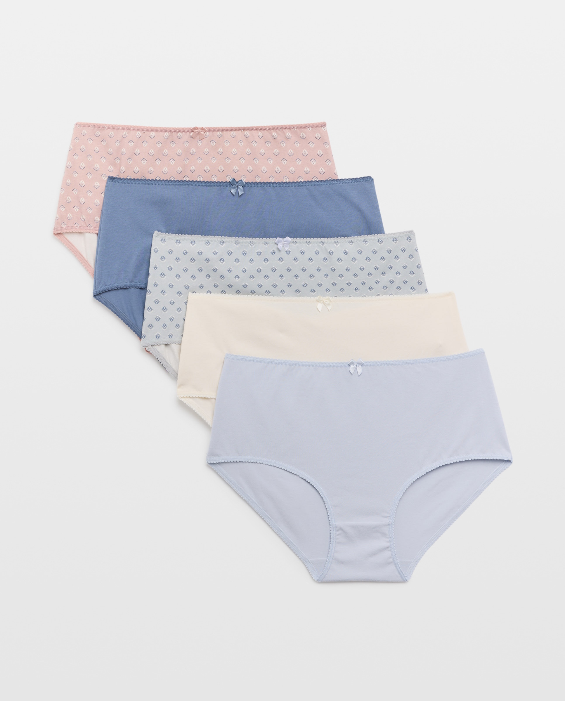 Pack 5 bragas altas de mujer algodón estampadas 400 Azul-3