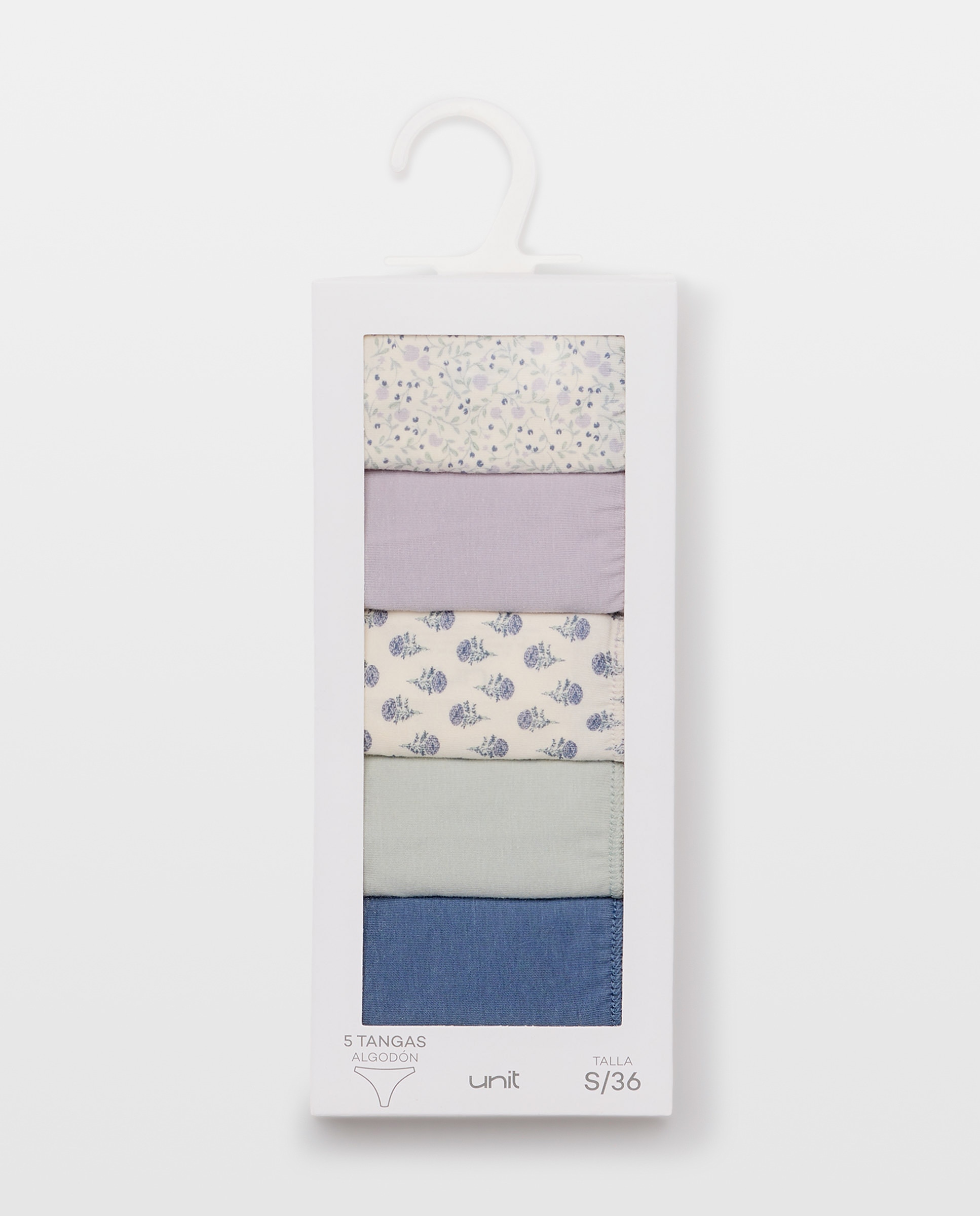 Pack 5 tangas de mujer algodón estampdos 284 Lila-6