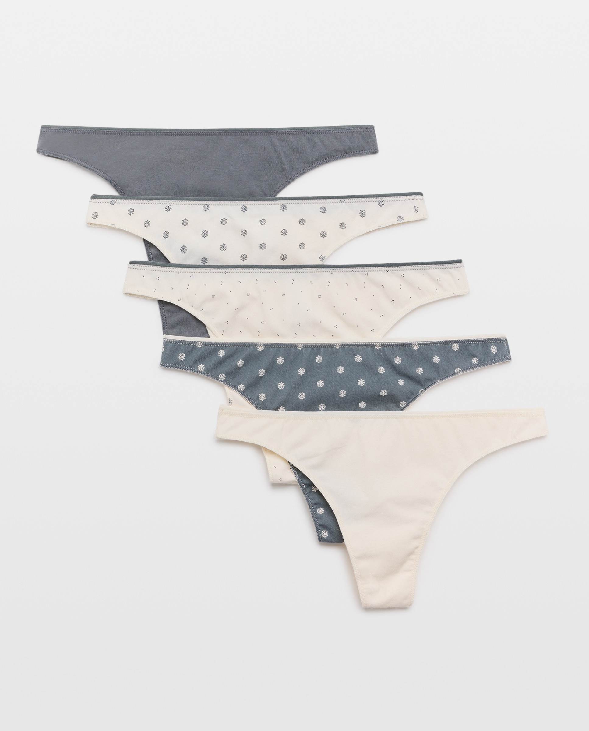 Pack 5 tangas de mujer algodón estampdos Negro-3