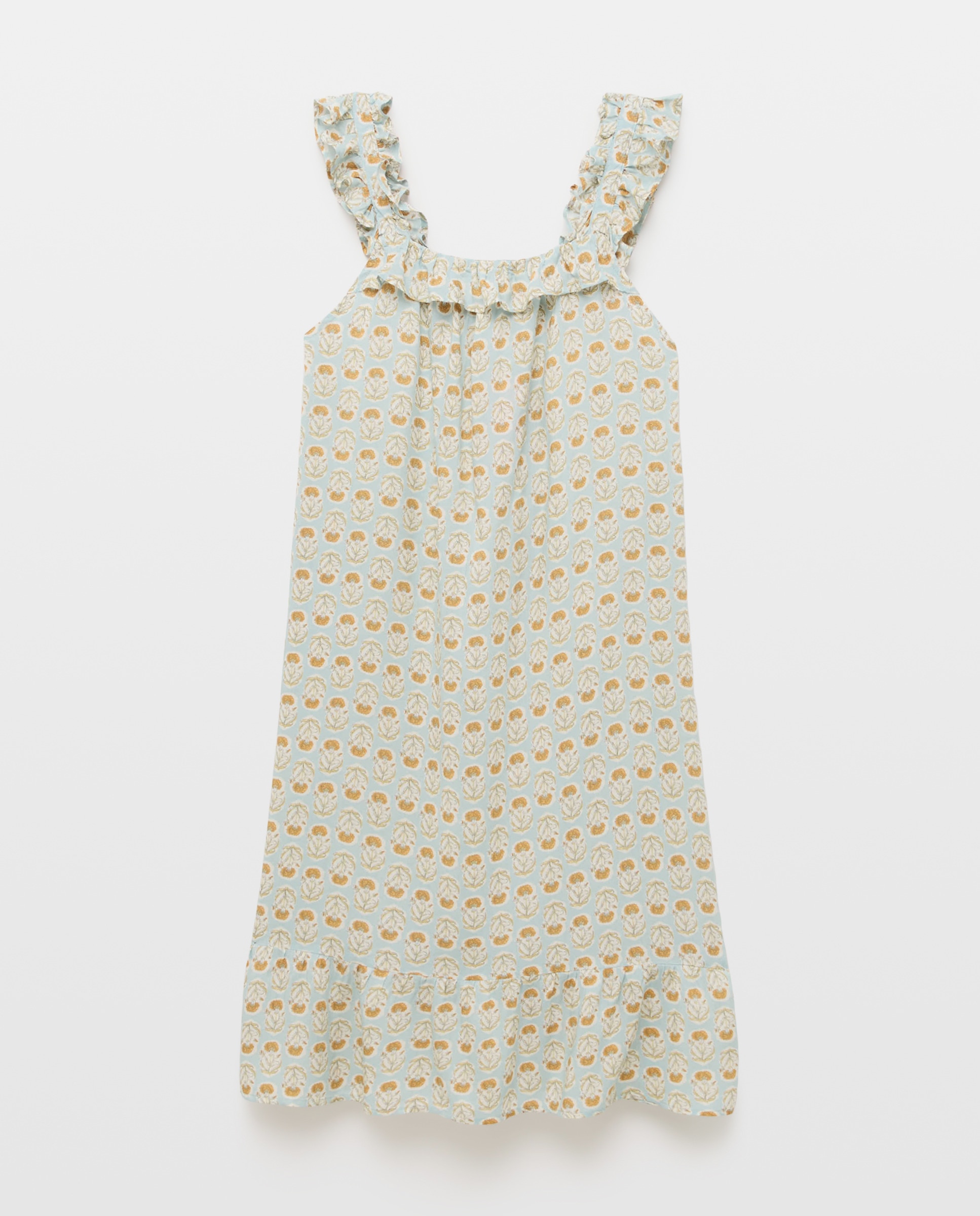 Camisón mujer estampado escote cuadrado Mostaza-3